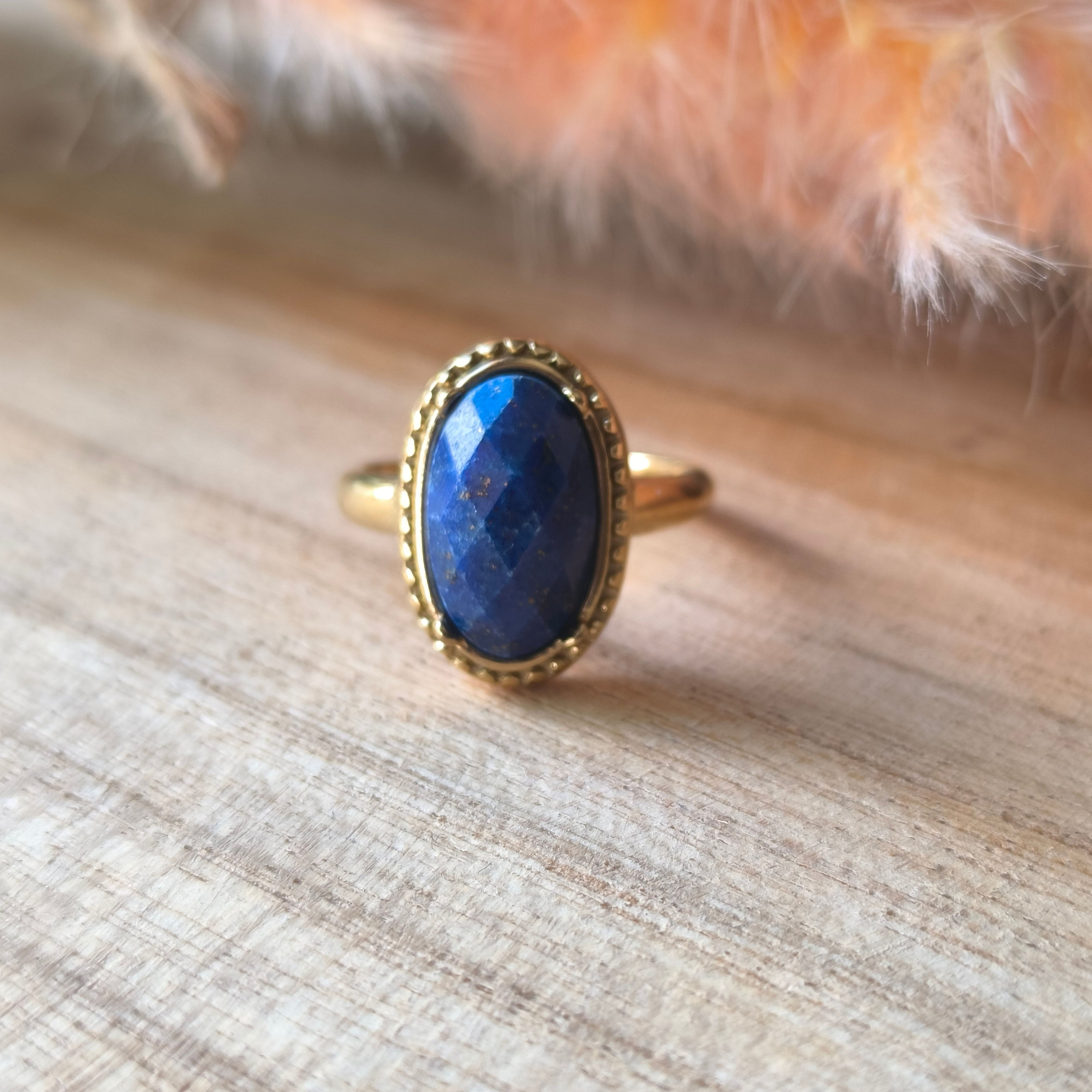 Bague en acier inoxydable et Lapis-Lazuli naturel