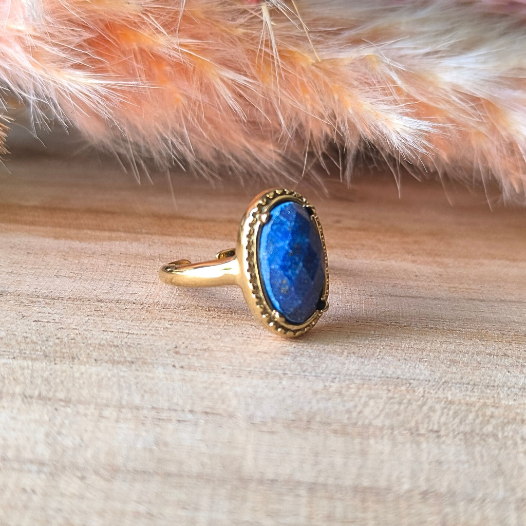 Bague en acier inoxydable et Lapis-Lazuli naturel