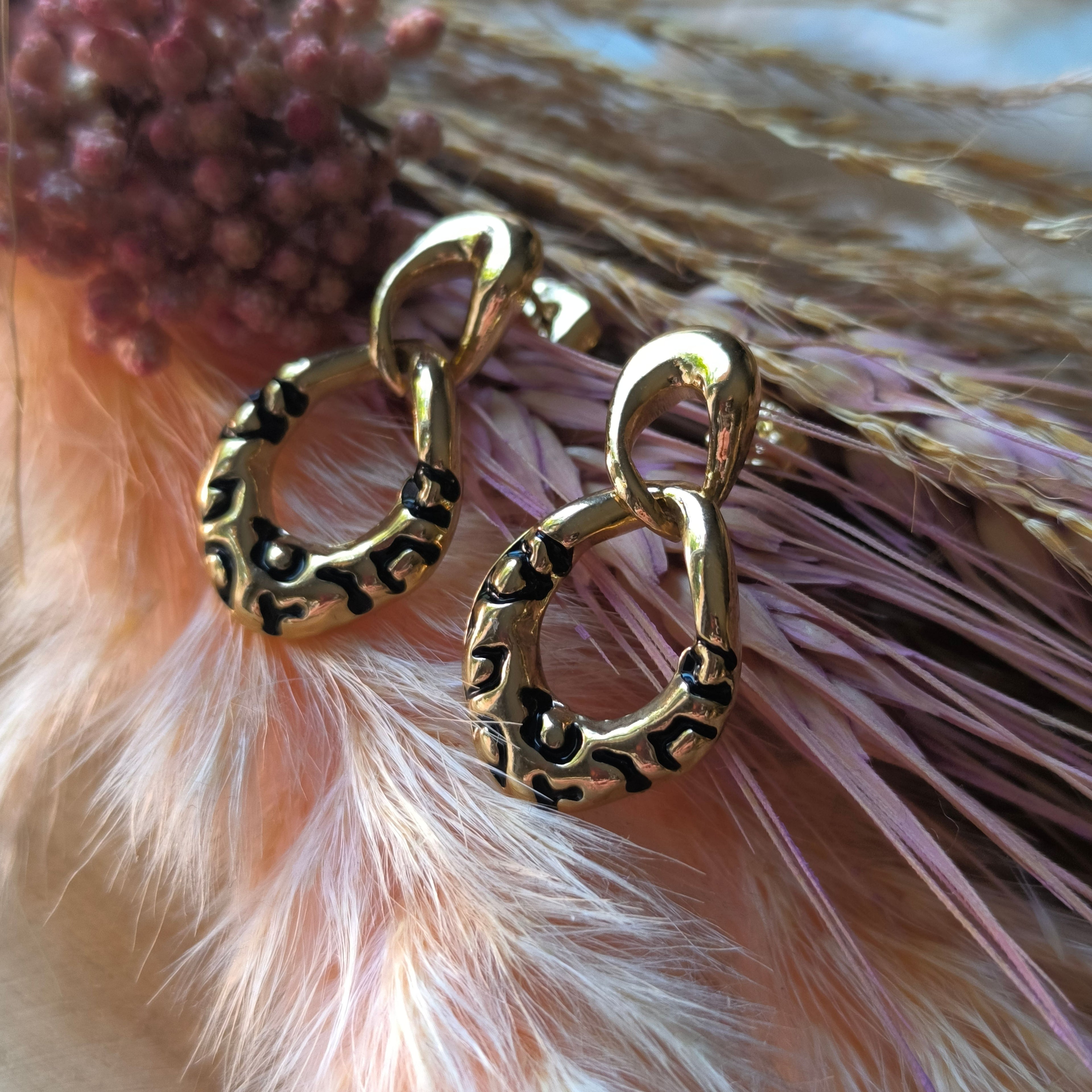 Boucles d'oreilles pendantes en acier inoxydable – Motif Léopard