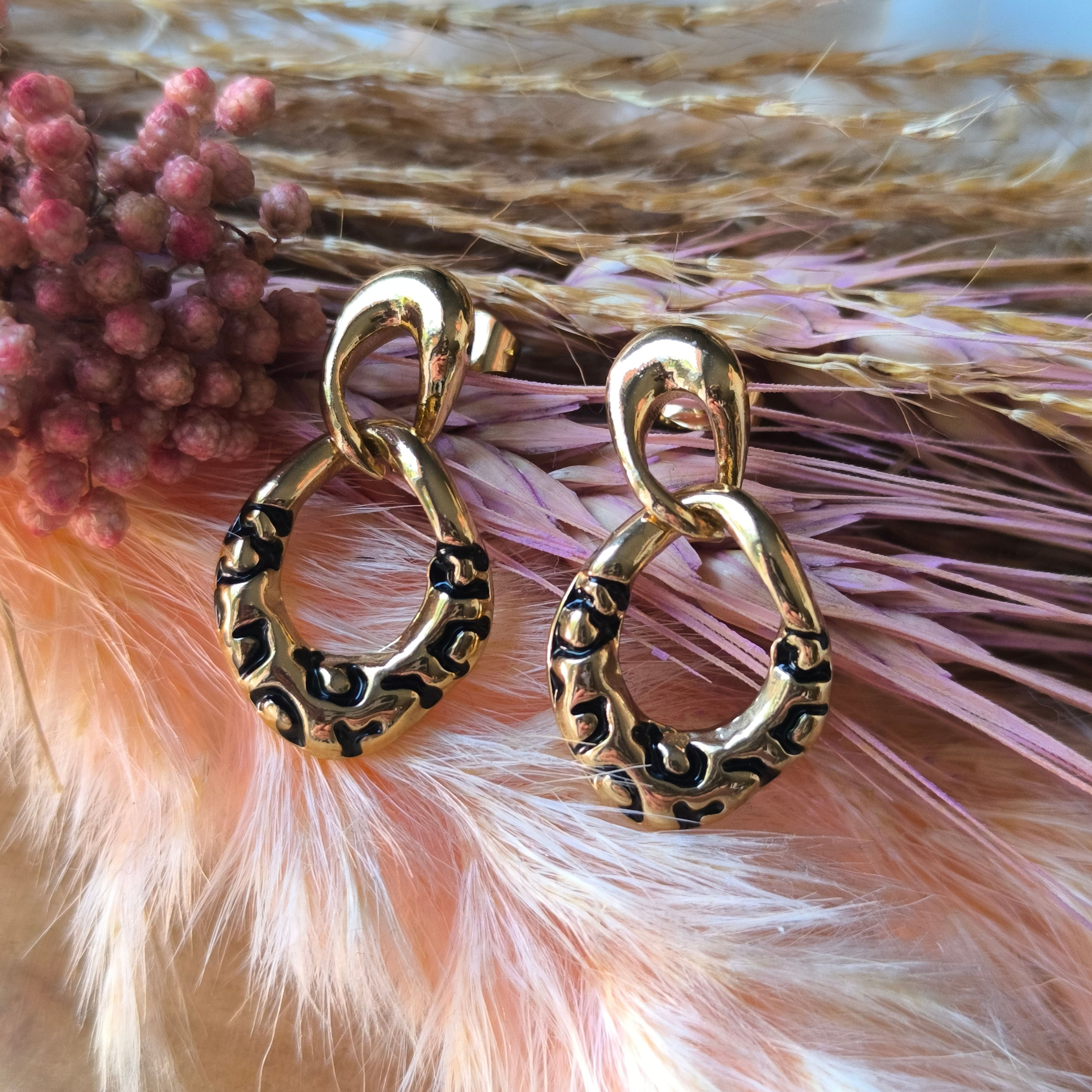Boucles d'oreilles pendantes en acier inoxydable – Motif Léopard