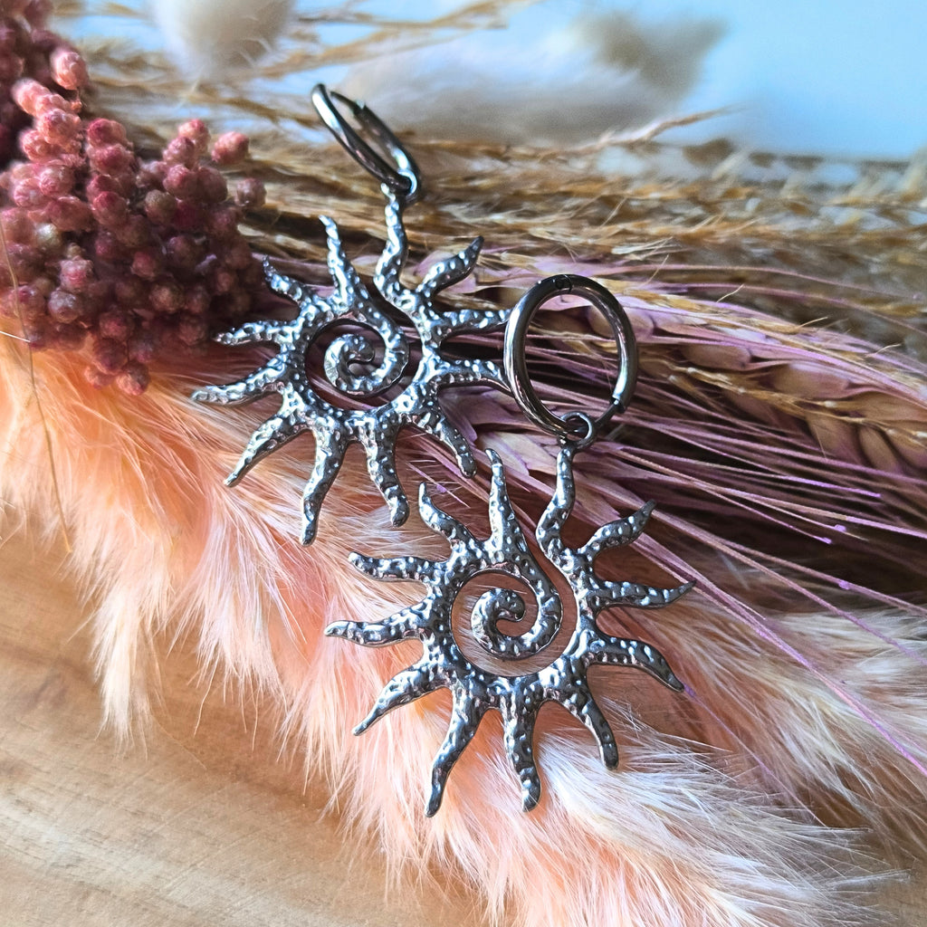 Créoles soleil en acier inoxydable – Boucles d'oreilles légères et tendance