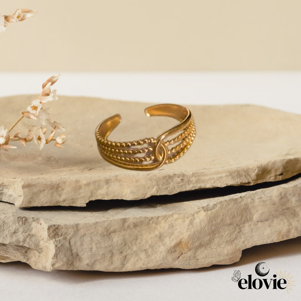 Bague dorée réglable en acier inoxydable