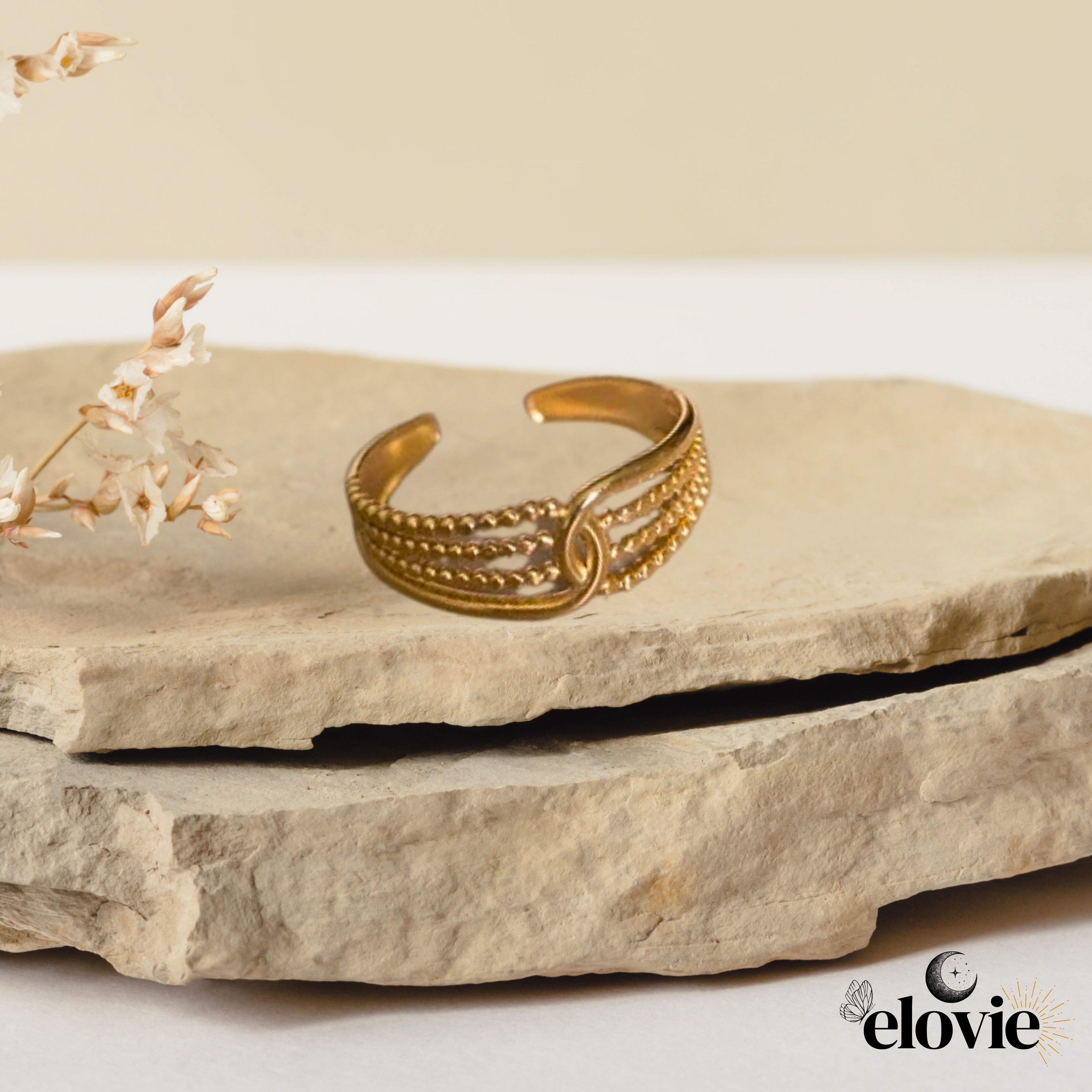 Bague dorée réglable en acier inoxydable