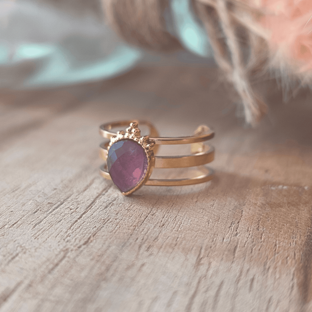 Bague Améthyste en Acier Inoxydable