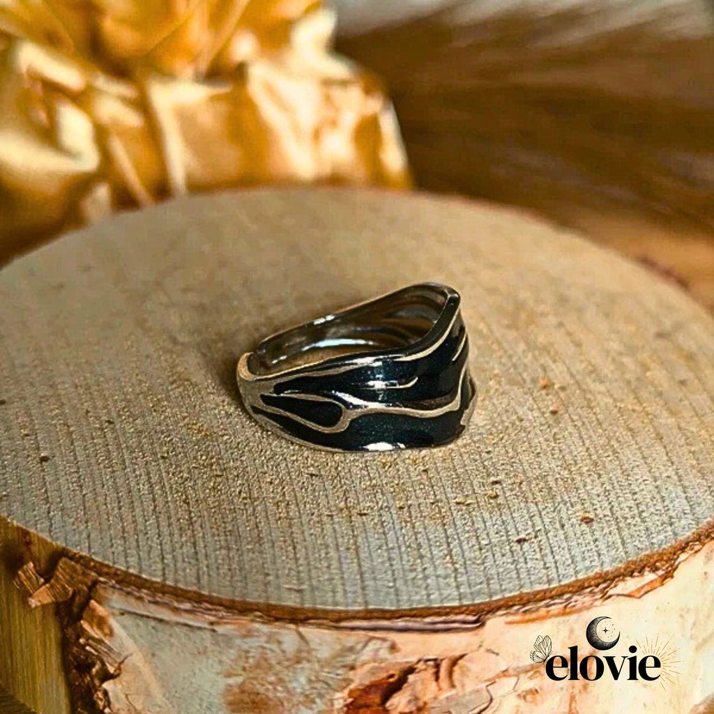 Bague argentée réglable en acier inoxydable