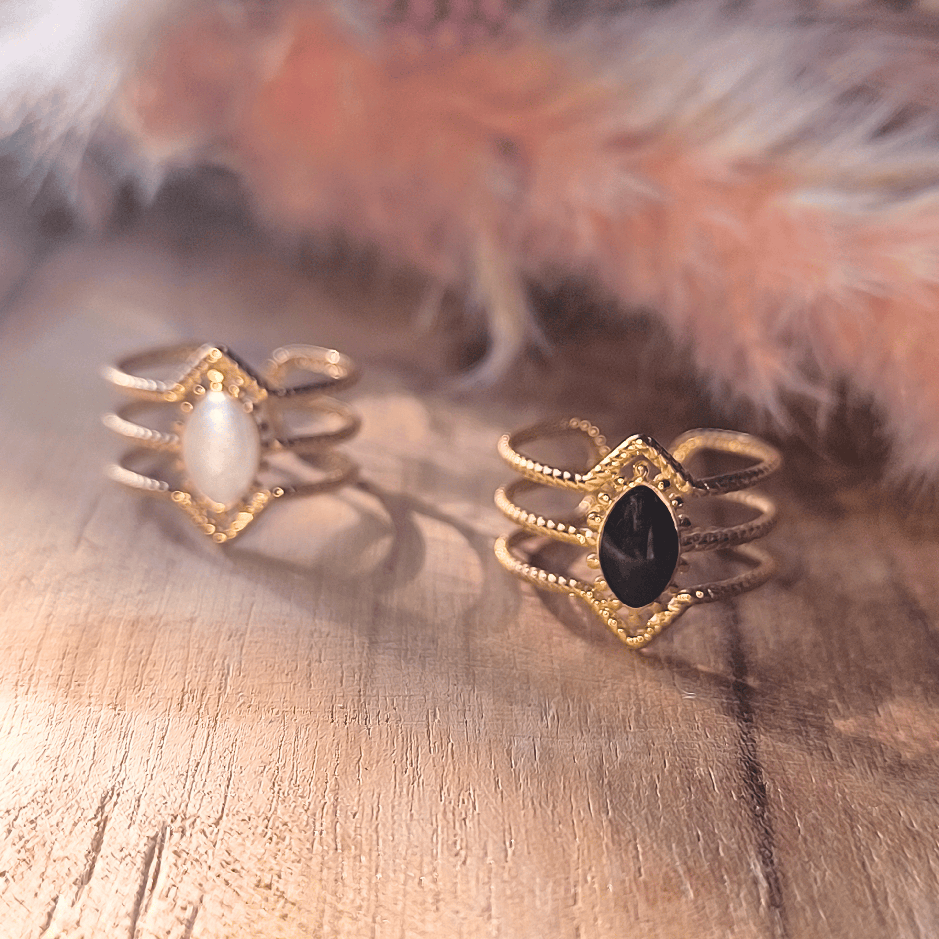 Bague Ajustable à Trois Rangs en Acier Inoxydable