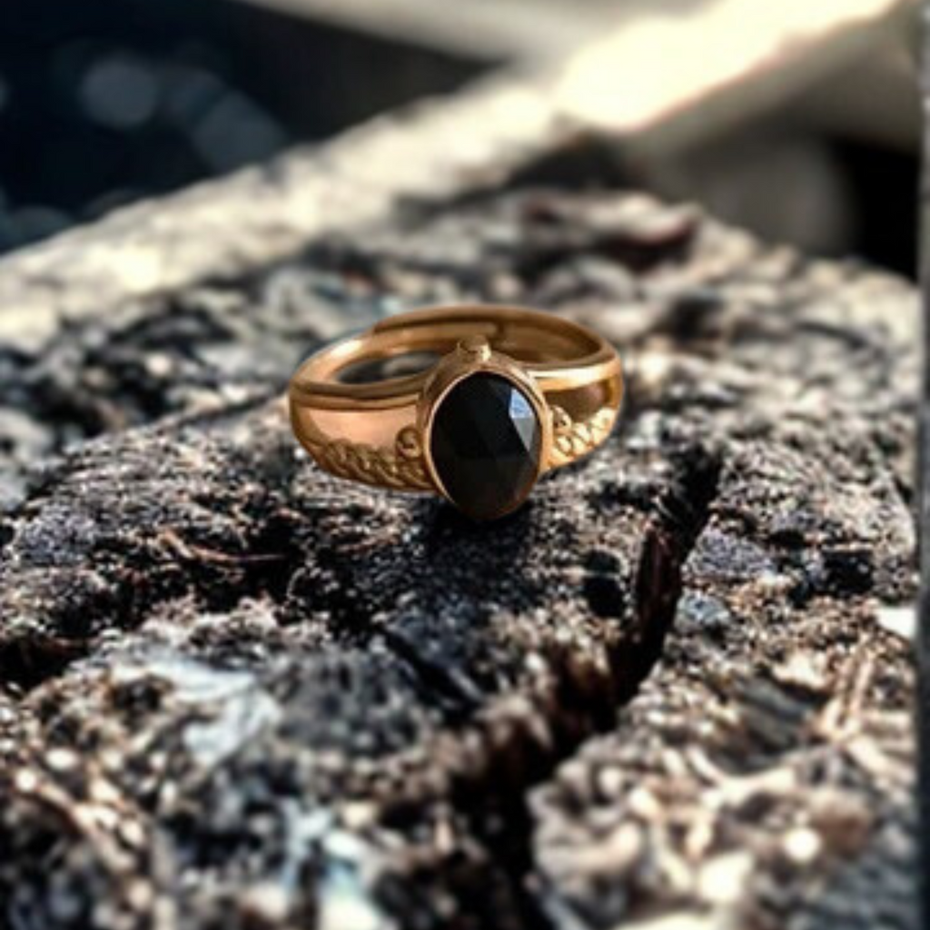 Bague réglable en acier inoxydable – Pierre naturelle au choix