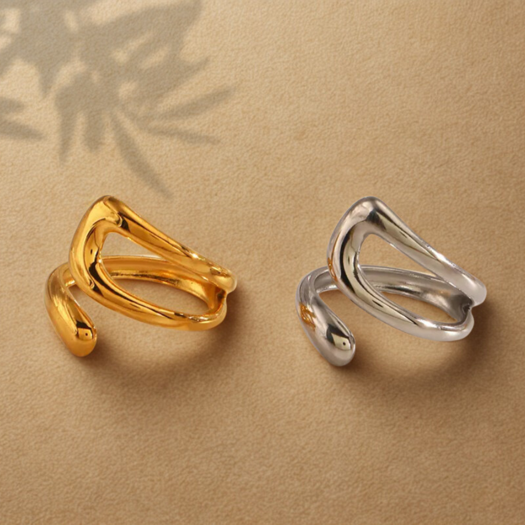 Bague asymétrique élégante – acier inoxydable