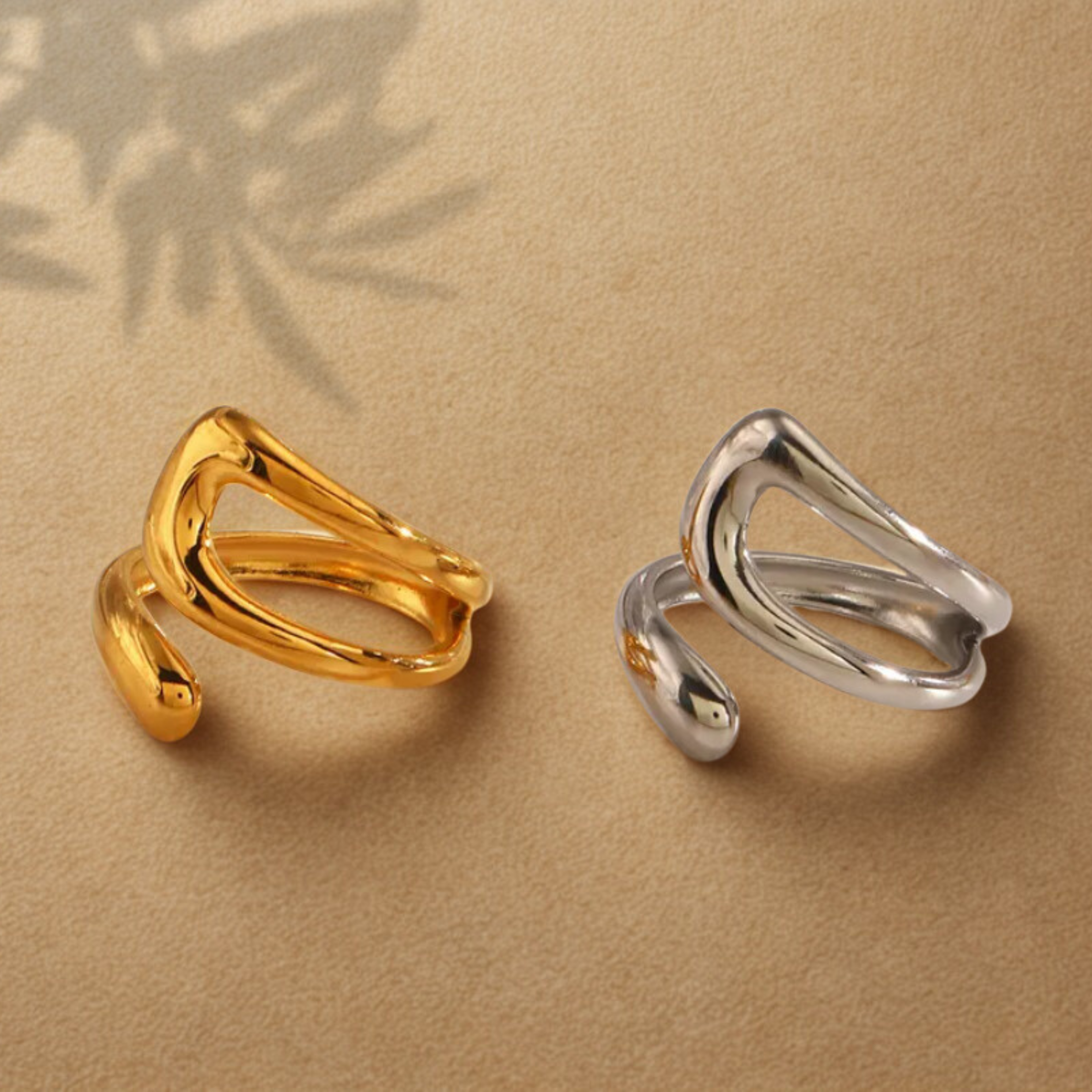 Bague asymétrique élégante – acier inoxydable