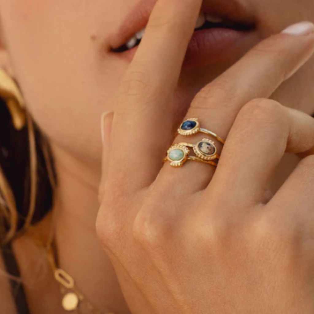 Bague en lapis-lazuli – acier inoxydable avec pierre naturelle