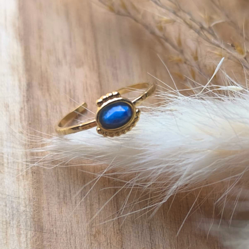 Bague en lapis-lazuli – acier inoxydable avec pierre naturelle