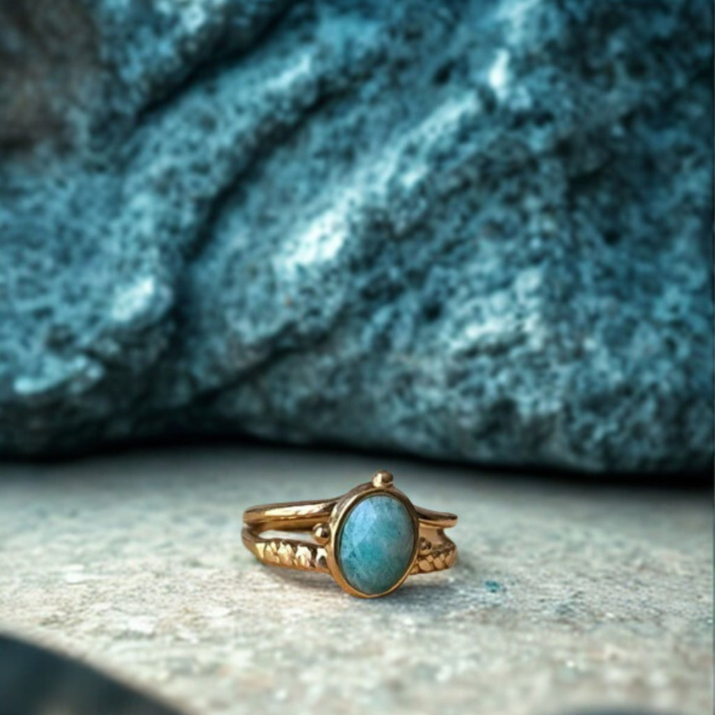 Bague réglable en acier inoxydable – Pierre naturelle au choix