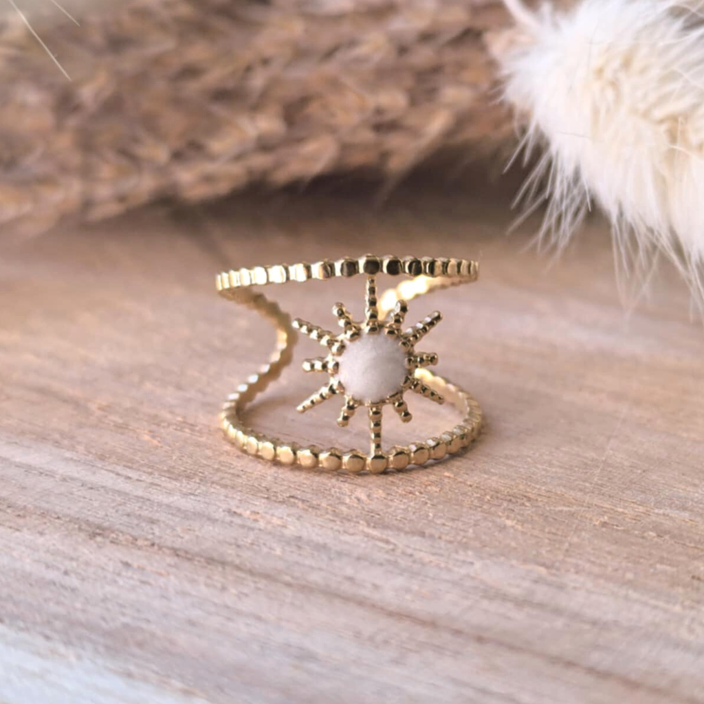 Bague Soleil – acier inoxydable avec intérieur nacré
