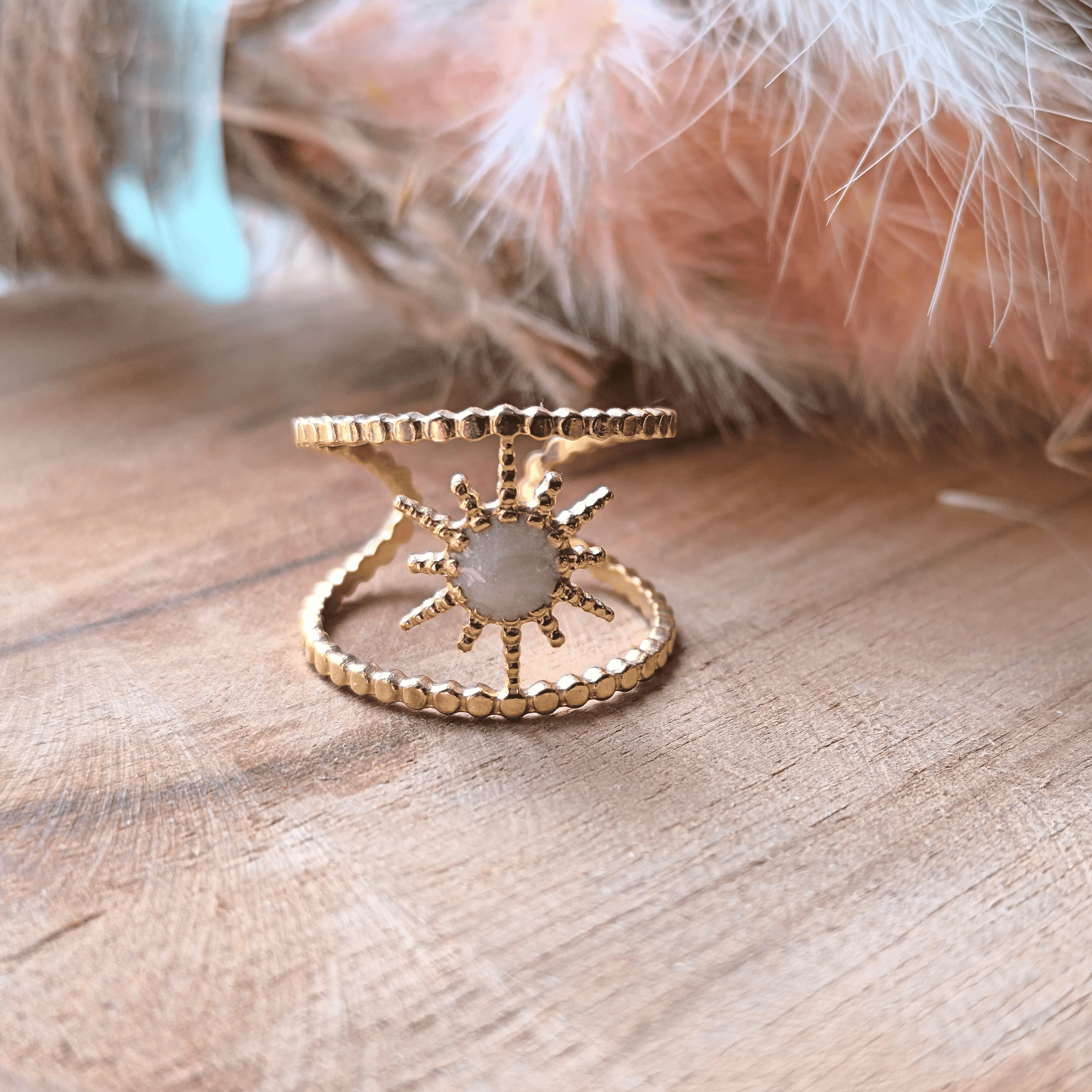 Bague Soleil – acier inoxydable avec intérieur nacré