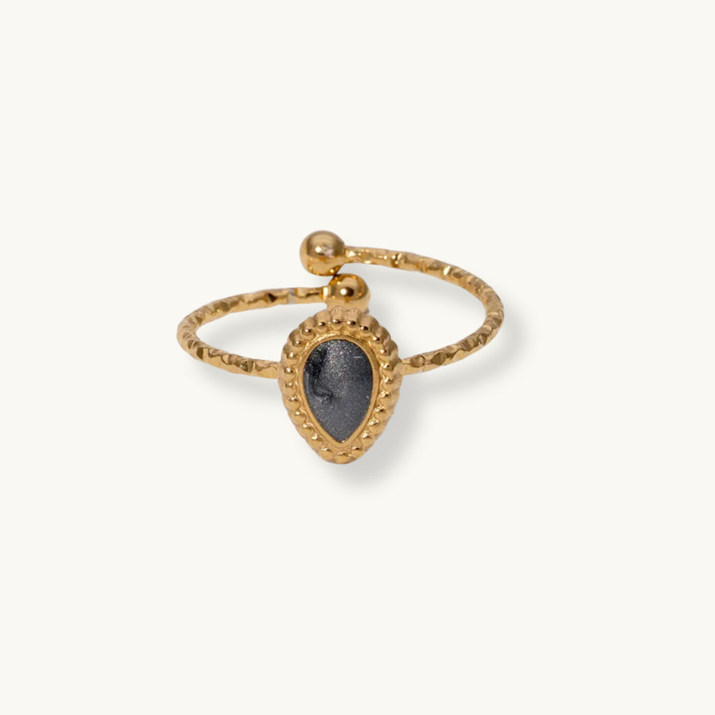 Bague Réglable en Acier Inoxydable Femme – Design Goutte Minimaliste