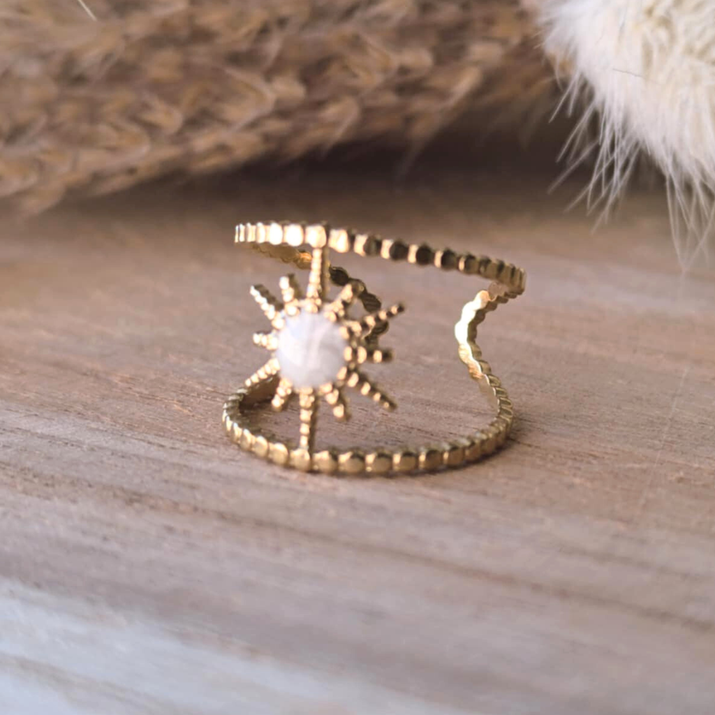 Bague Soleil – acier inoxydable avec intérieur nacré