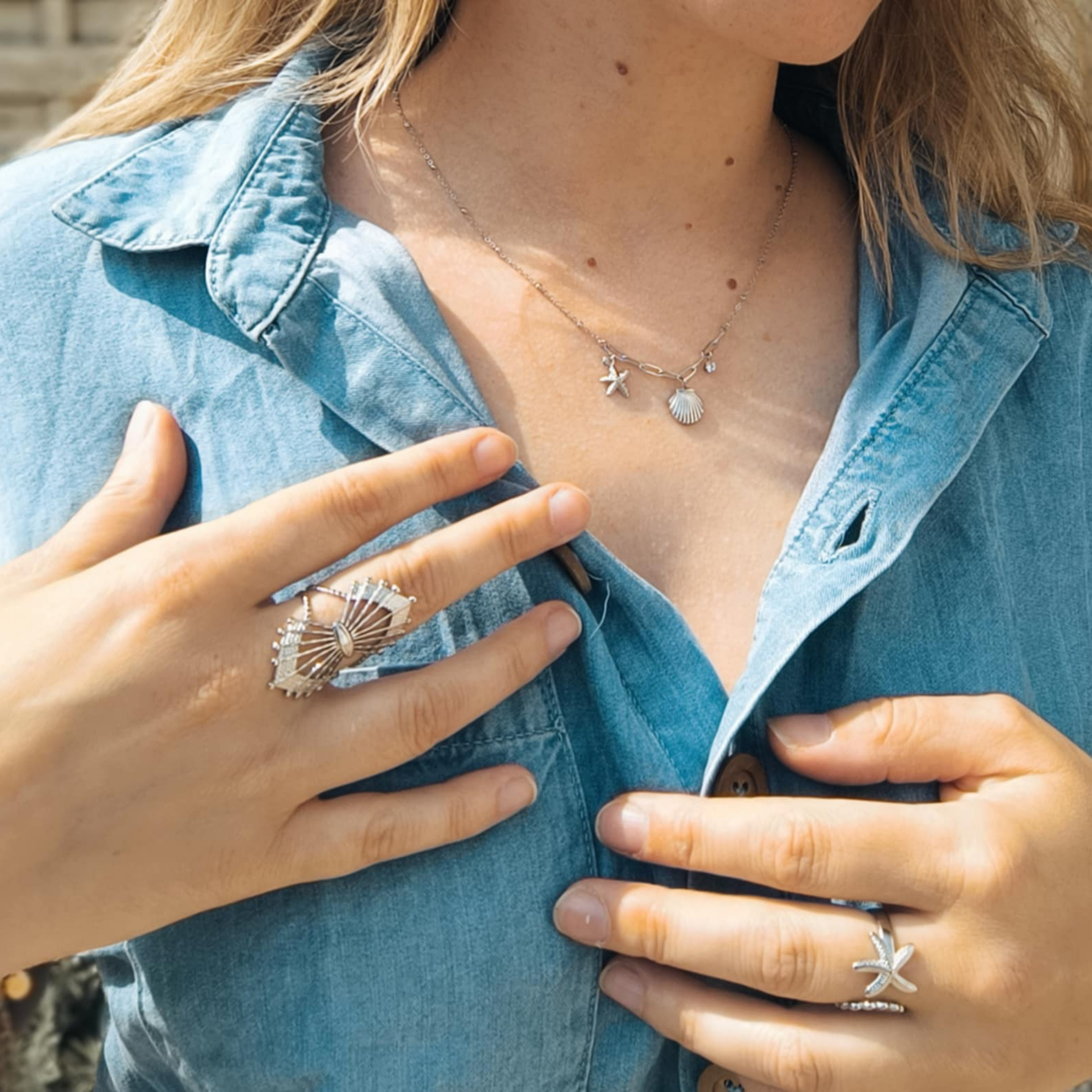 Bague réglable ajourée en acier inoxydable – Design éventail