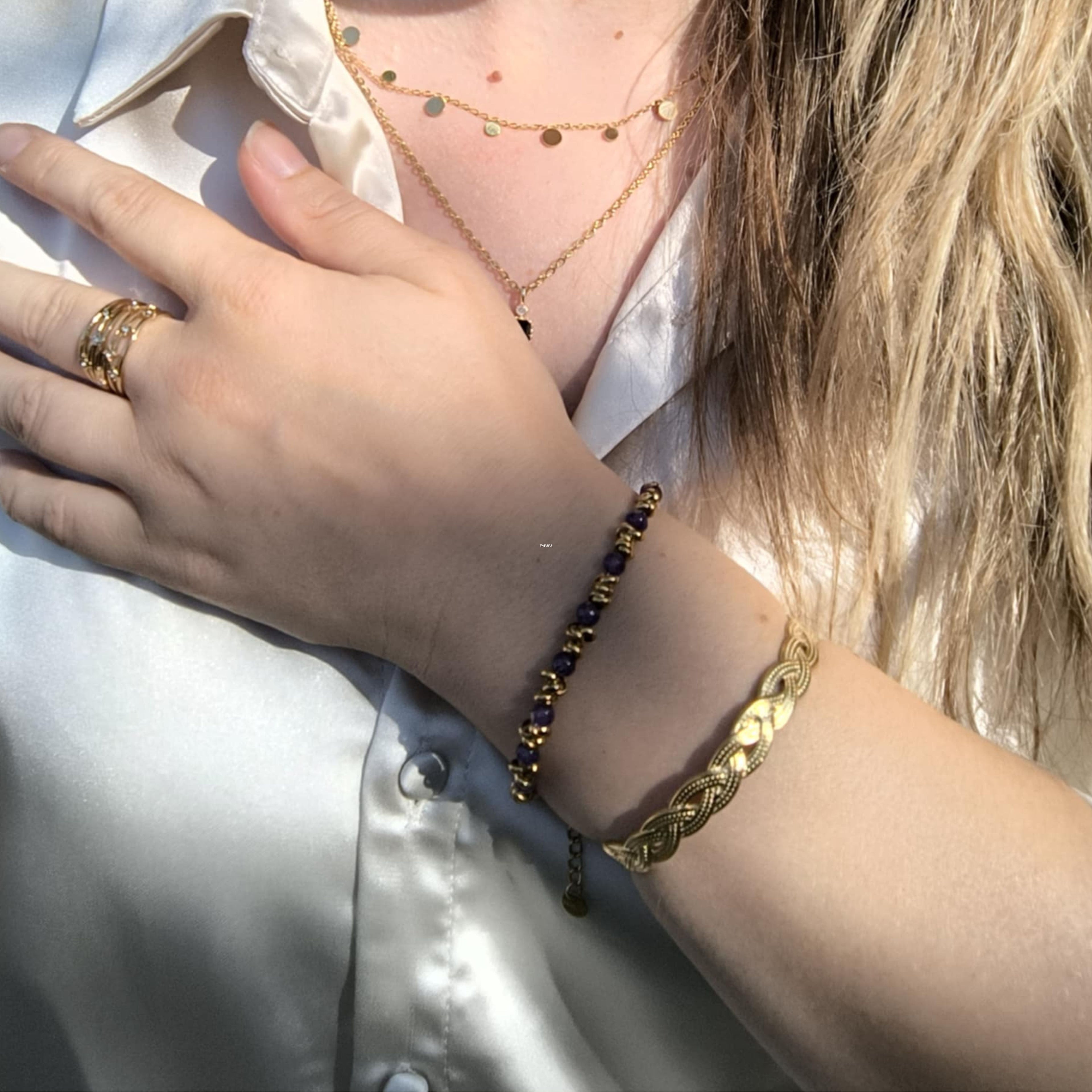 Bracelet Jonc Tressé en Acier Inoxydable Taille Réglable