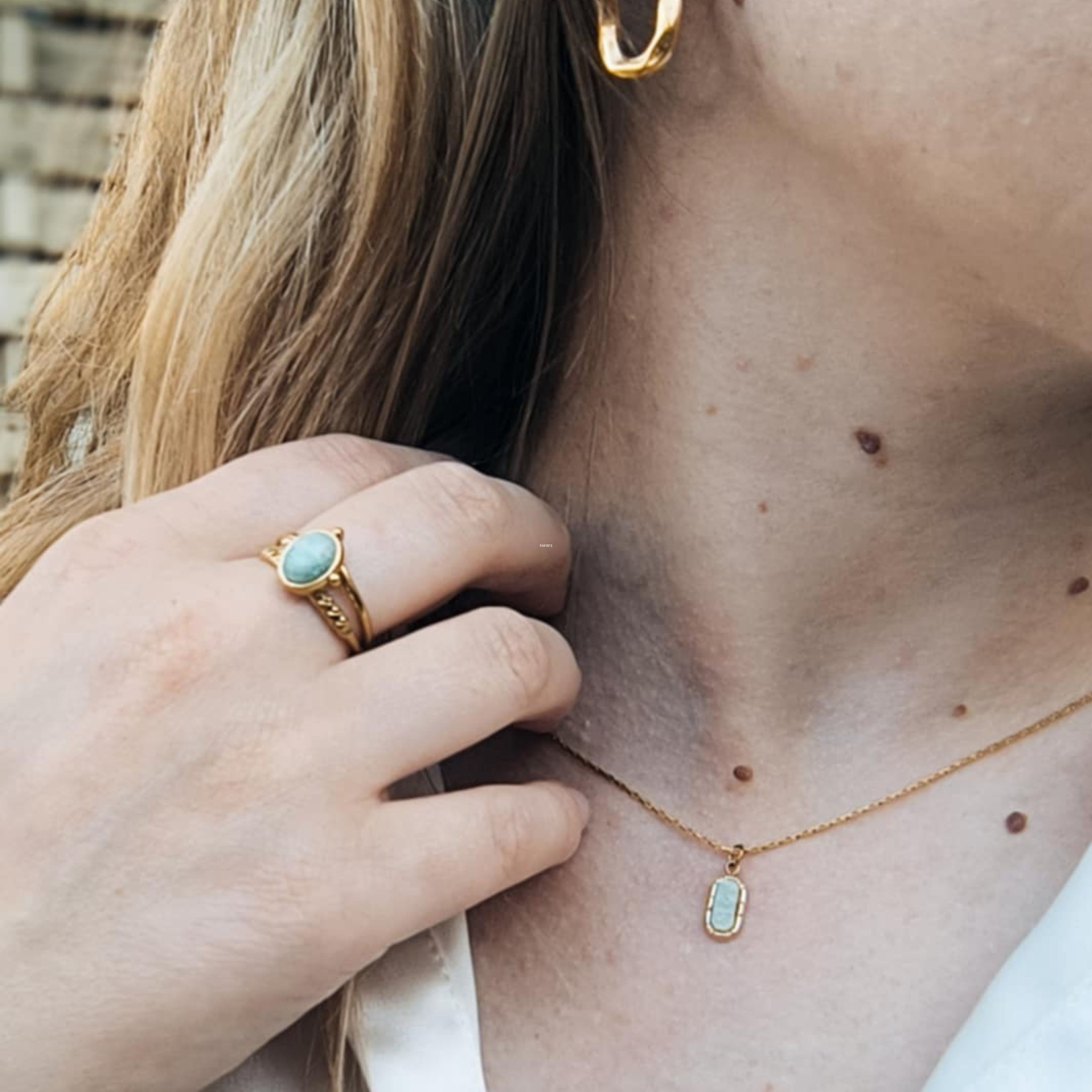 Bague réglable en acier inoxydable – Pierre naturelle au choix