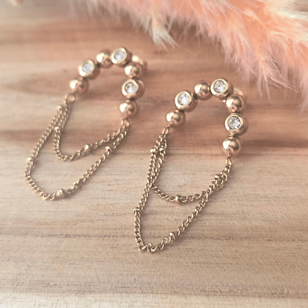 Boucles d'Oreilles Pendantes à Chaîne en Acier Inoxydable