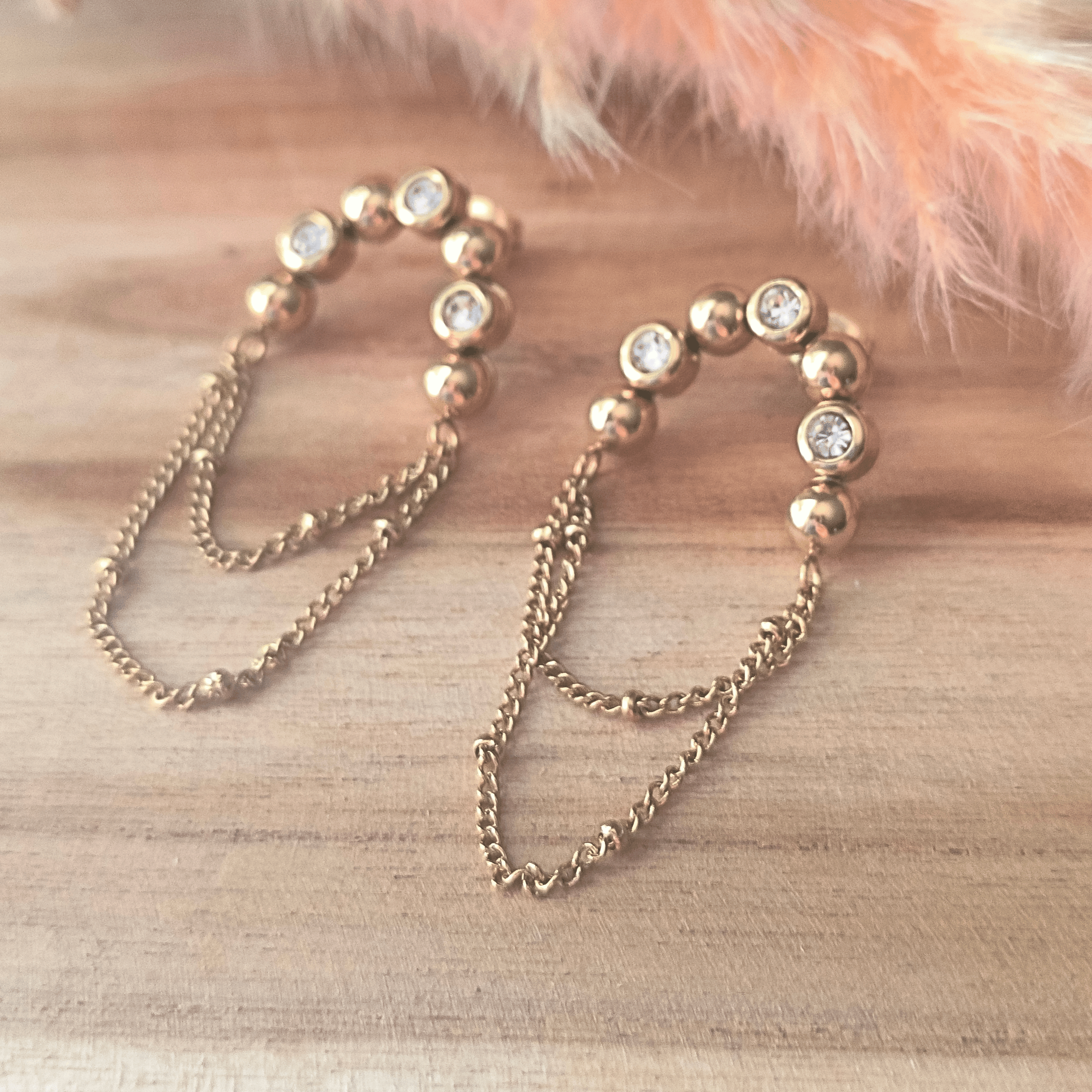 Boucles d'Oreilles Pendantes à Chaîne en Acier Inoxydable