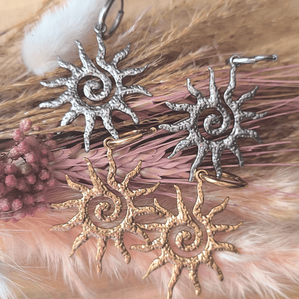 Créoles soleil en acier inoxydable – Boucles d'oreilles légères et tendance