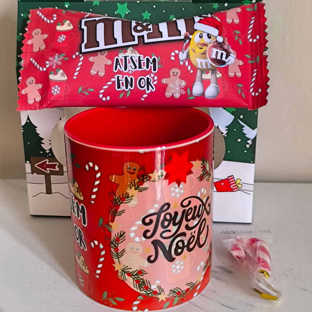 Coffret Noël Personnalisé – Tasse & M&M’s