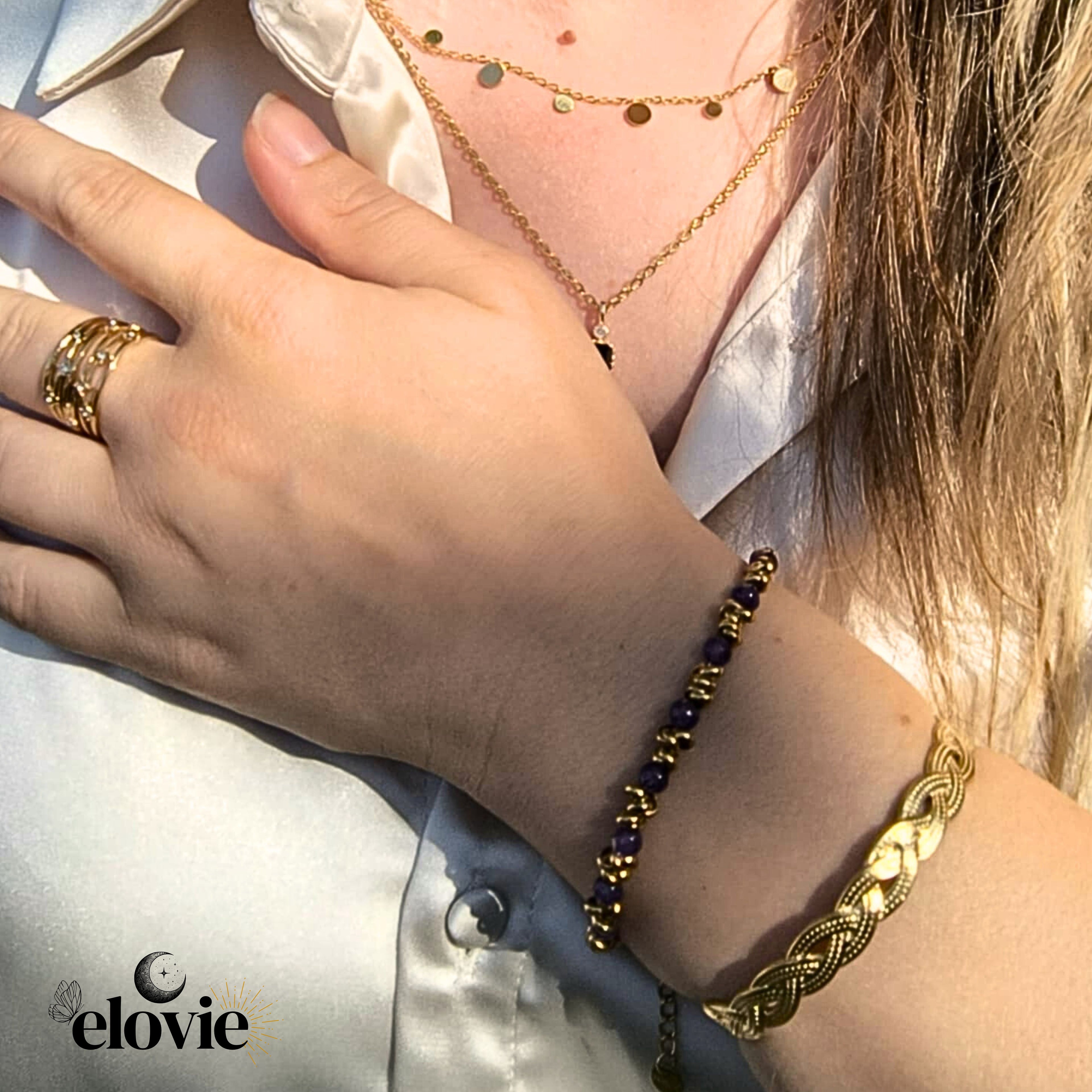 Bracelet coloré en acier inoxydable doré