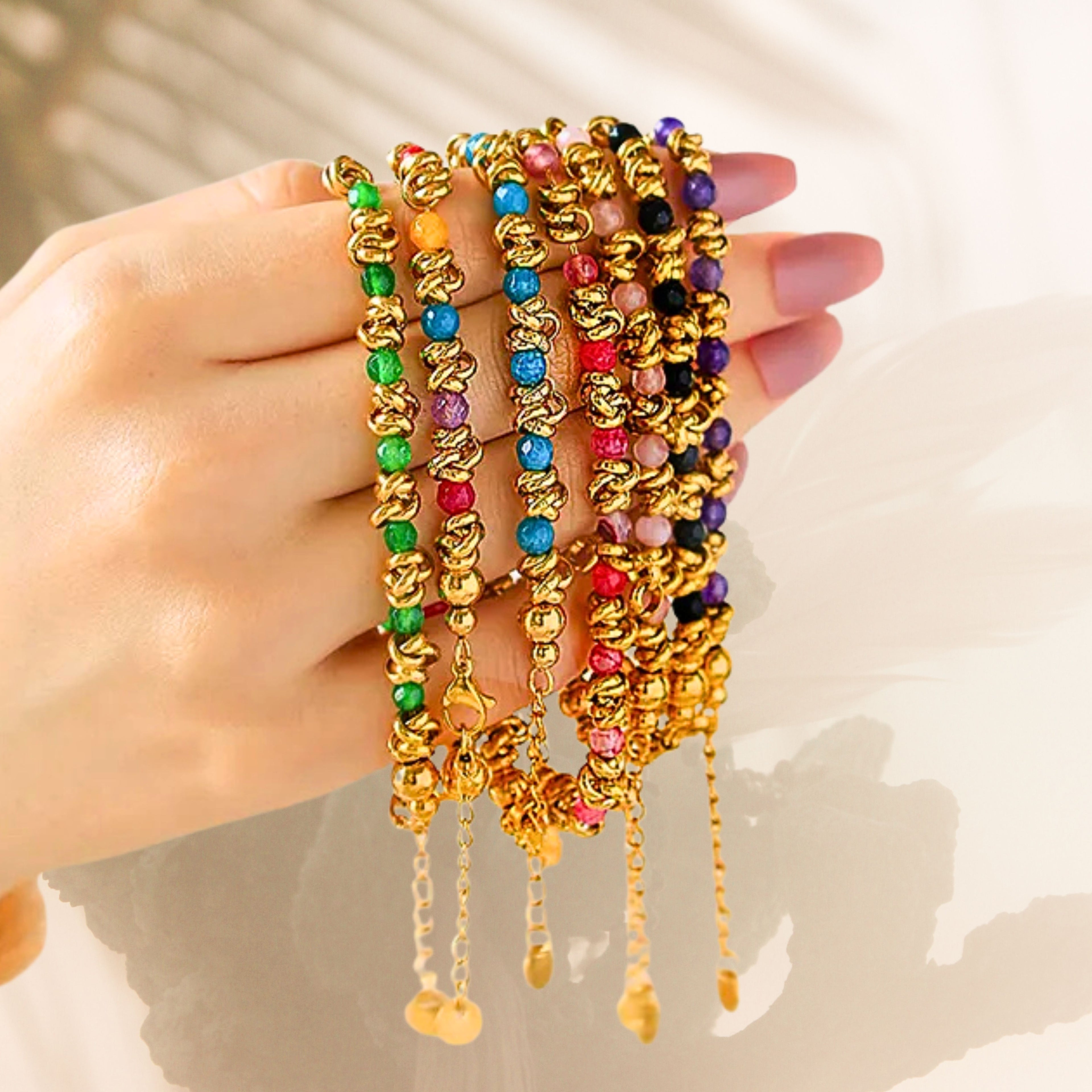 Bracelet coloré en acier inoxydable doré