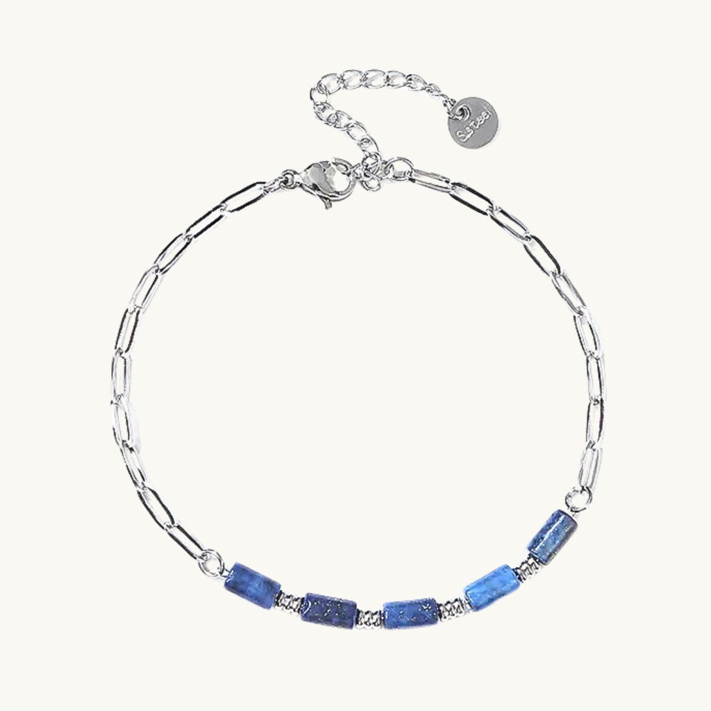 Bracelet en pierre naturelle & acier inoxydable – Œil de tigre ou Lapis-lazuli