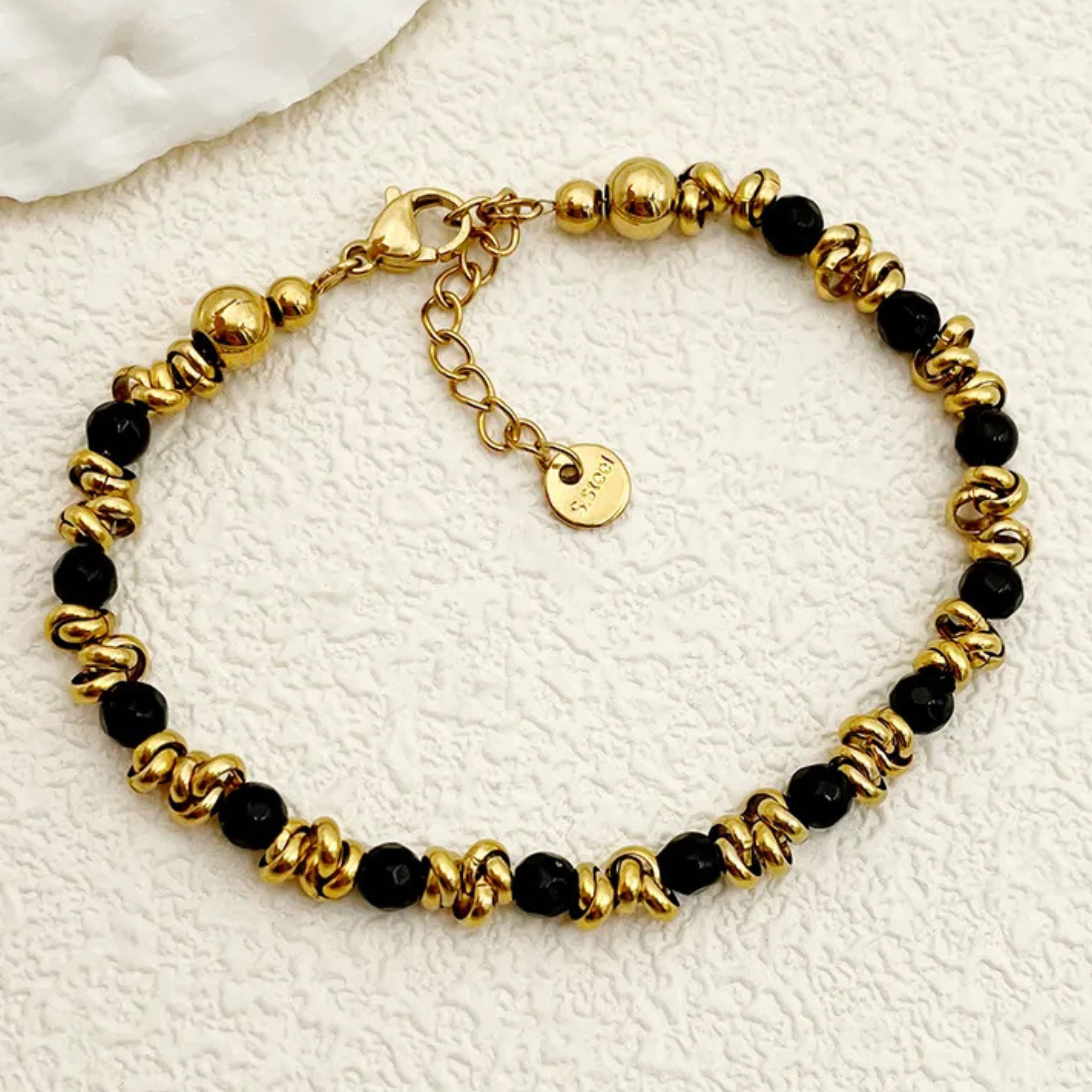 Bracelet coloré en acier inoxydable doré