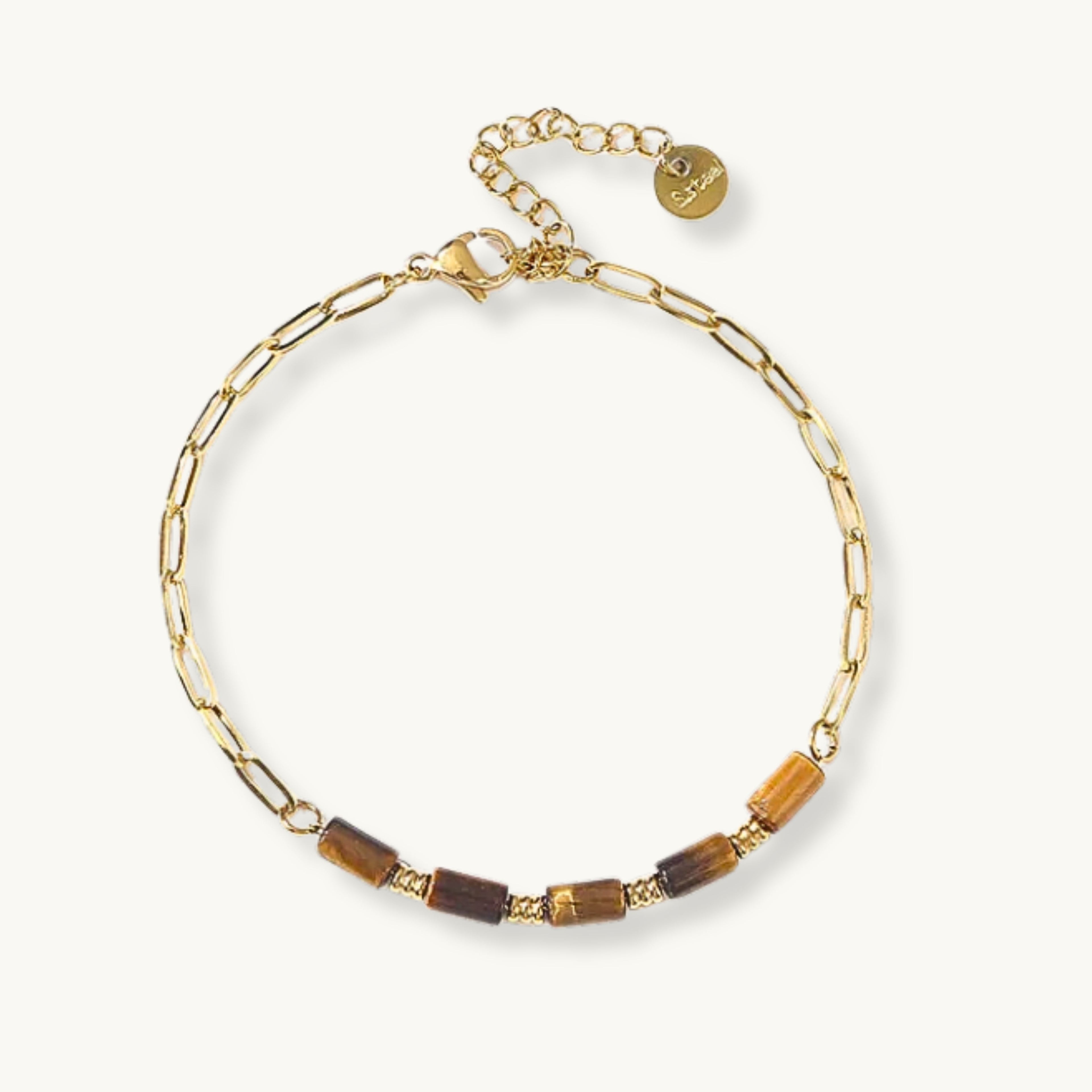 Bracelet en pierre naturelle & acier inoxydable – Œil de tigre ou Lapis-lazuli