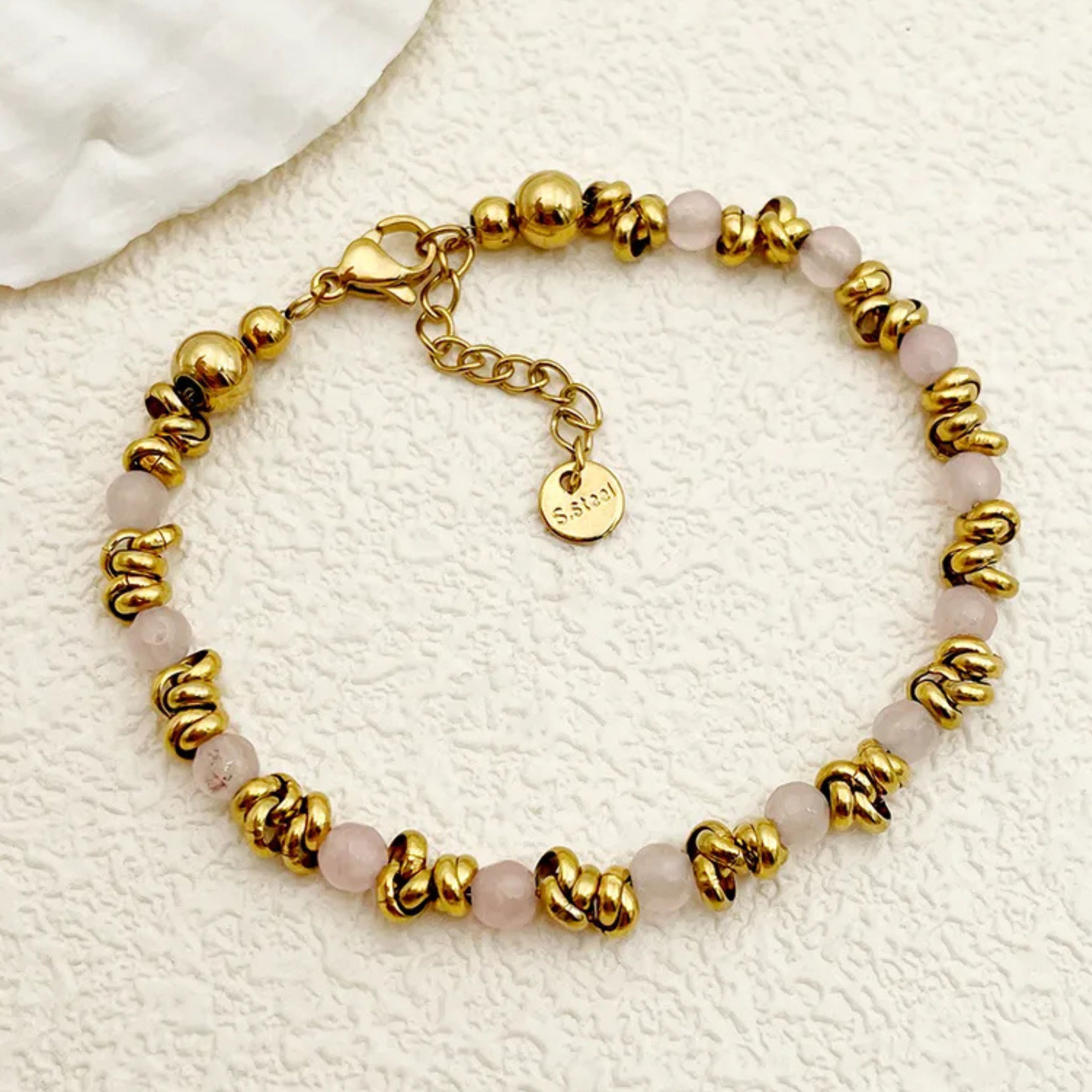 Bracelet coloré en acier inoxydable doré