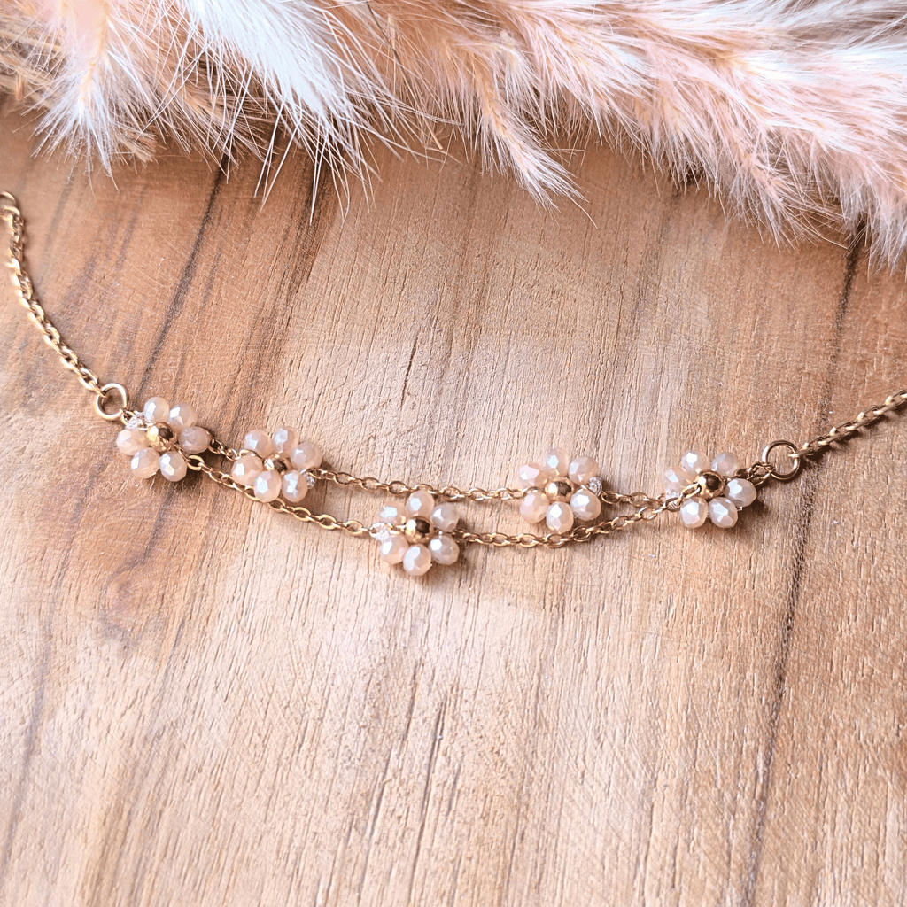 Bracelet double perles fleurs