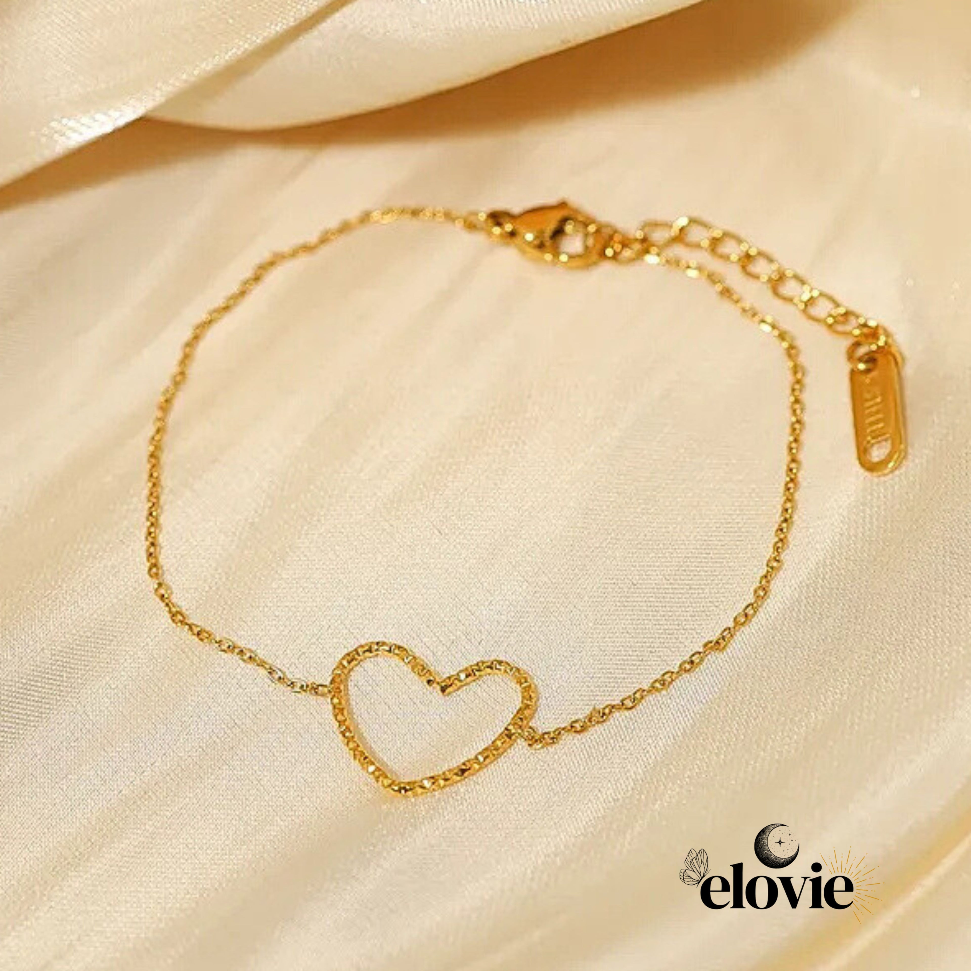 Bracelet en acier inoxydable – Cœur martelé élégant