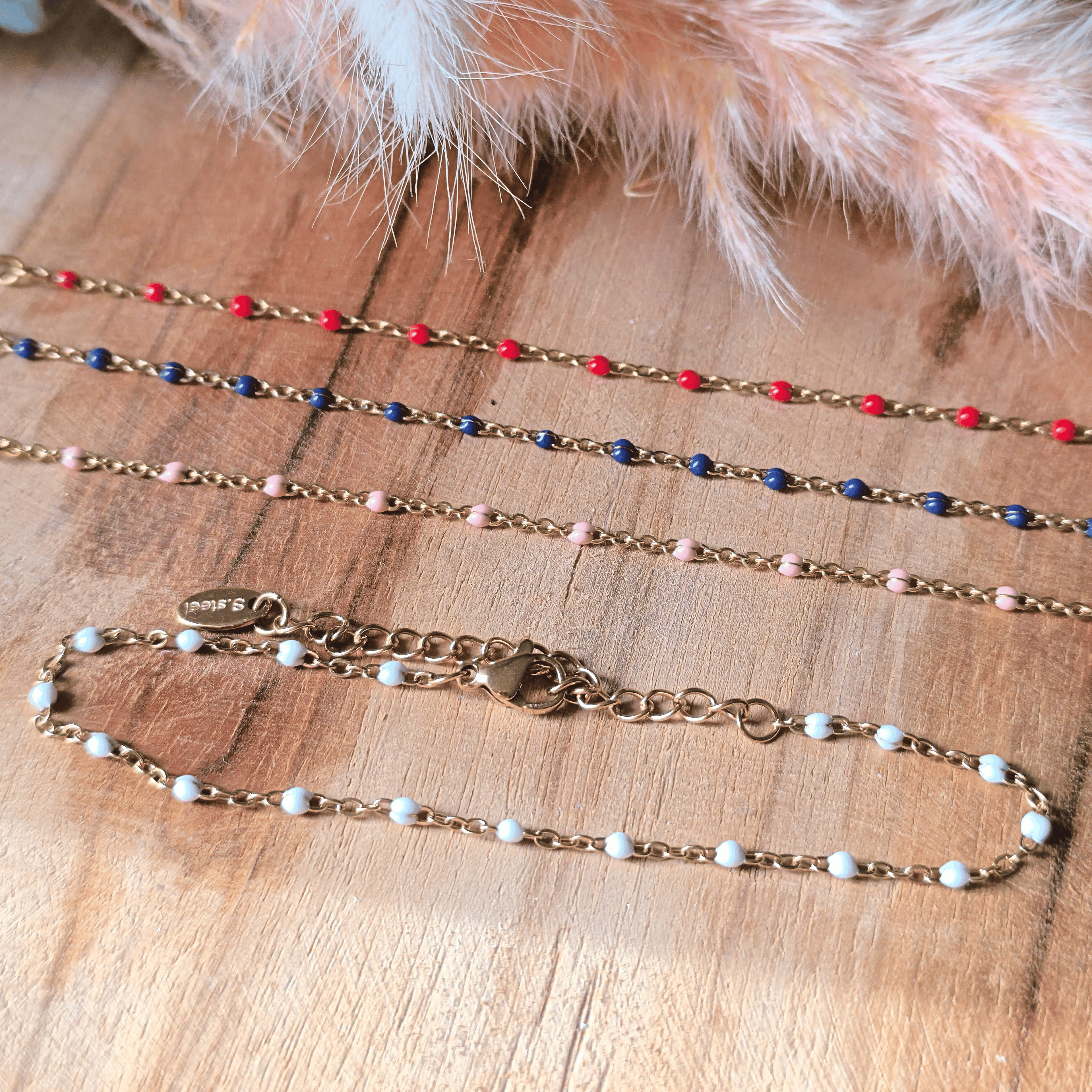 Bracelet Fin Doré & touches colorées