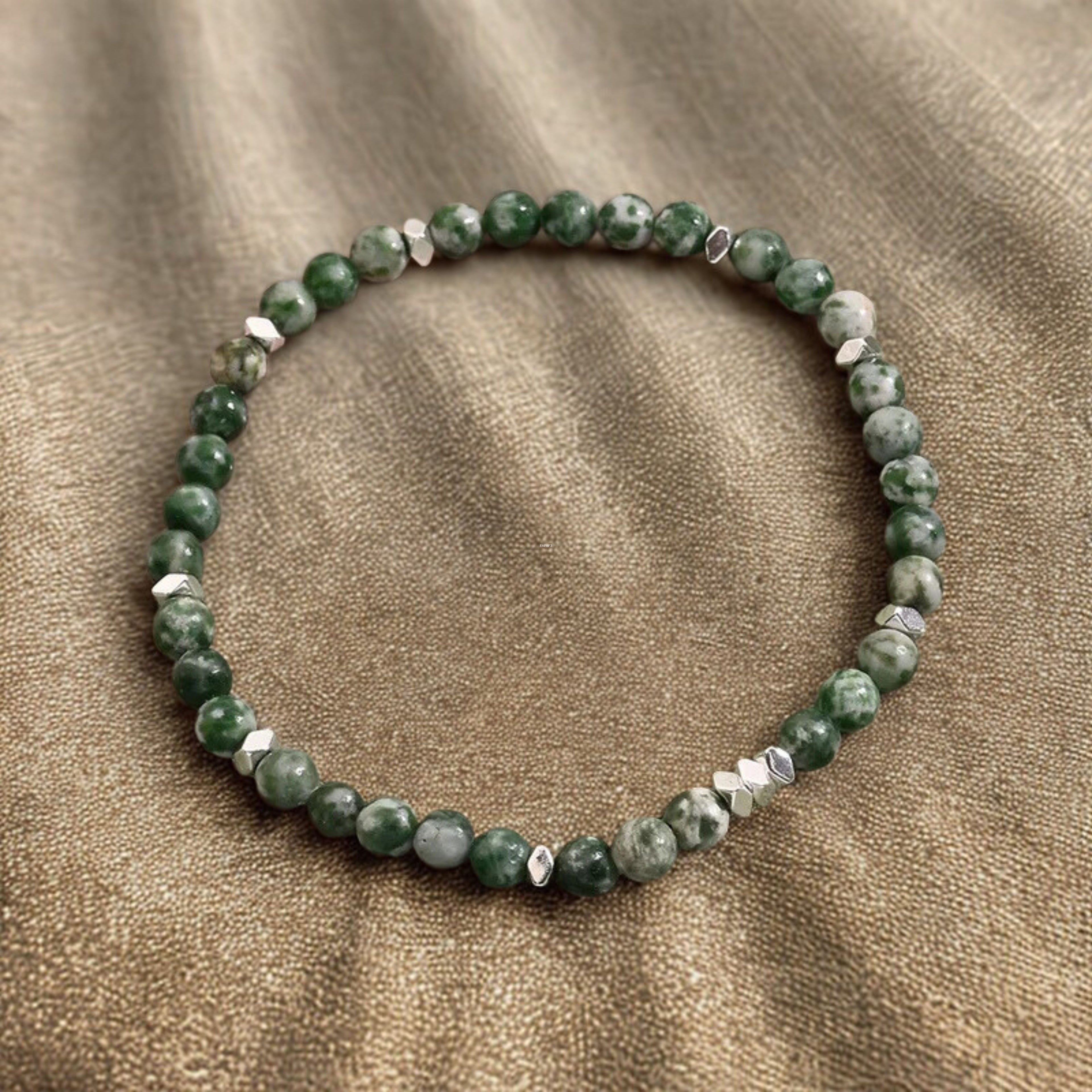 Bracelet Élastique en Perles Naturelles de Néphrite
