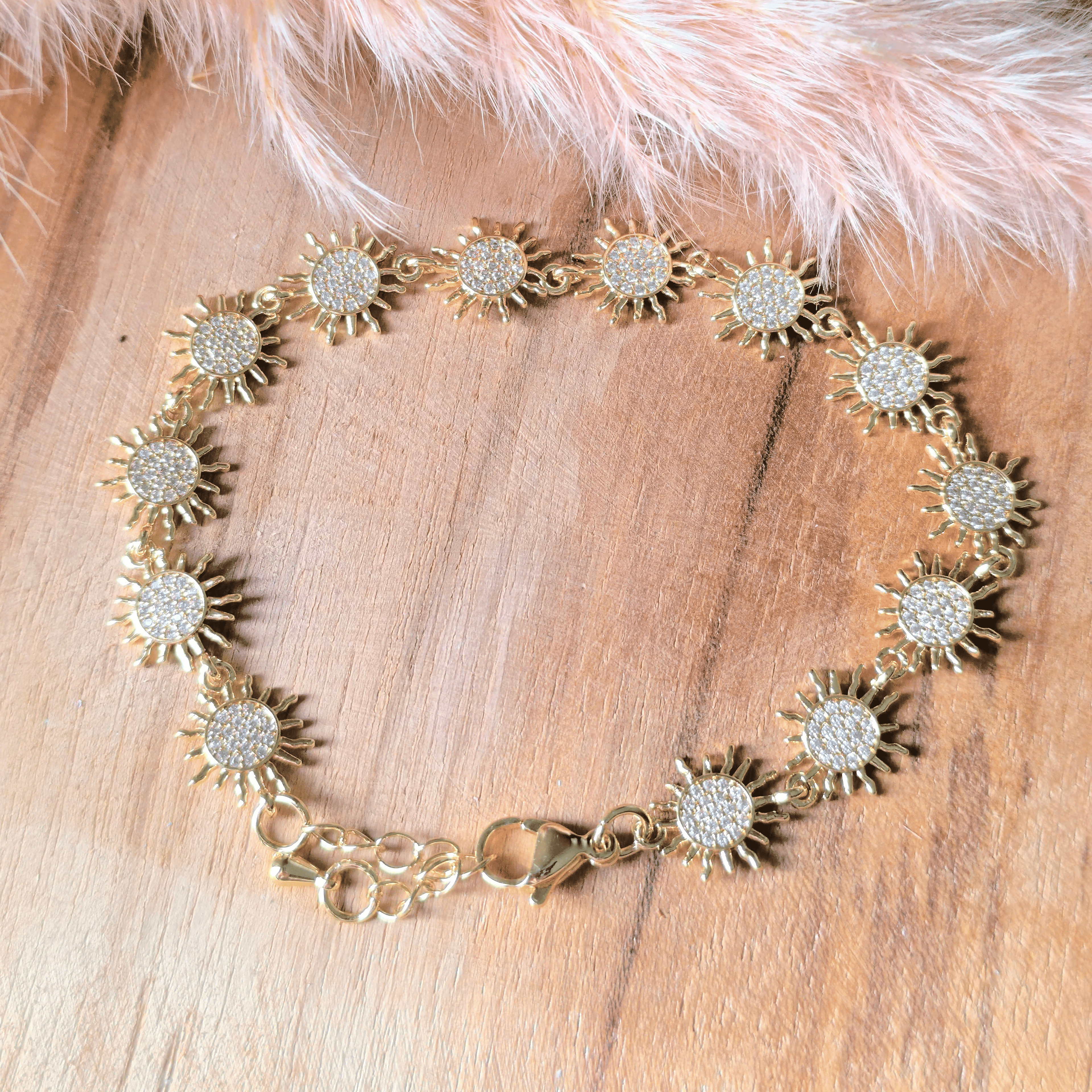 Bracelet soleil zircon – Acier inoxydable
