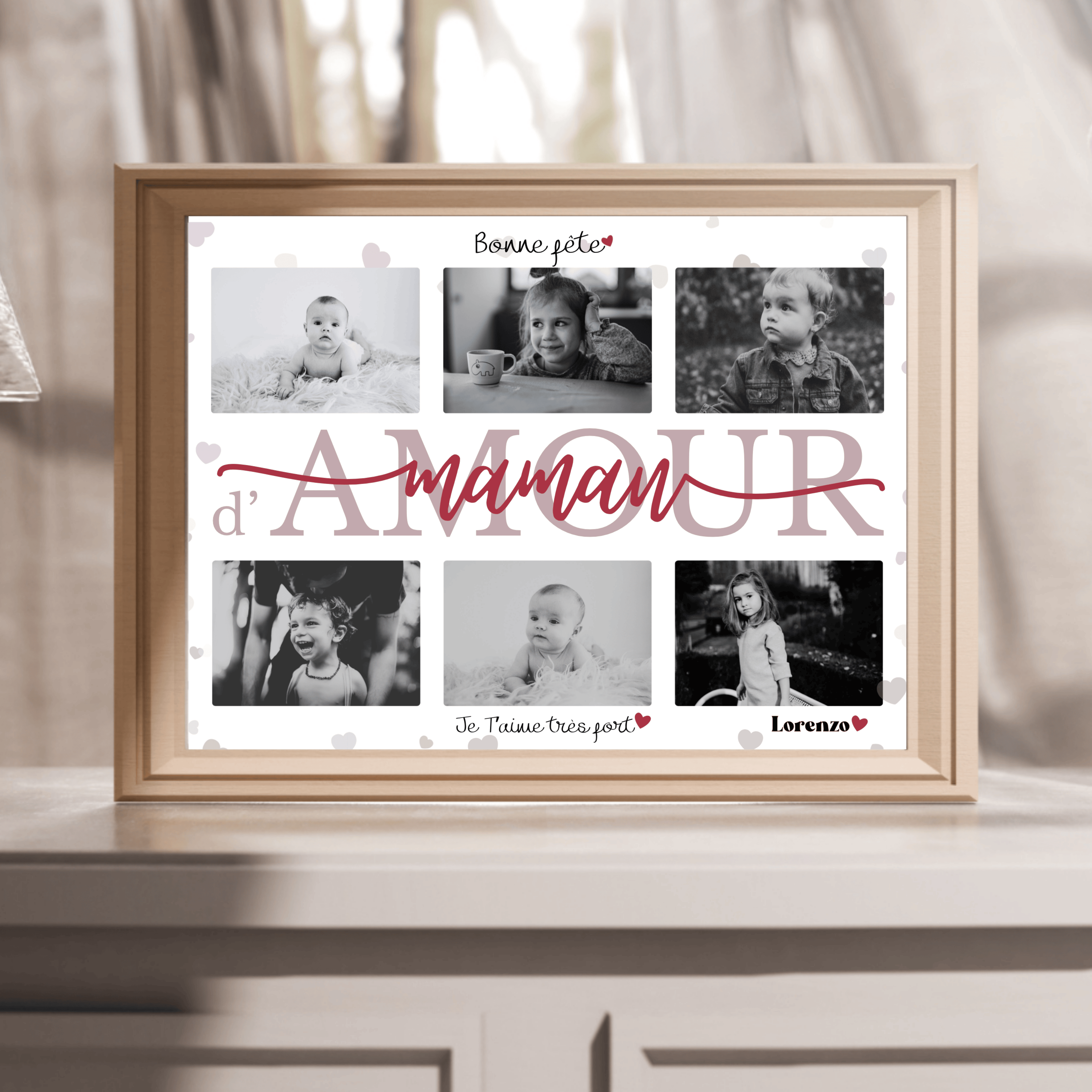 Cadre personnalisé photo + prénom – Fête des Mères