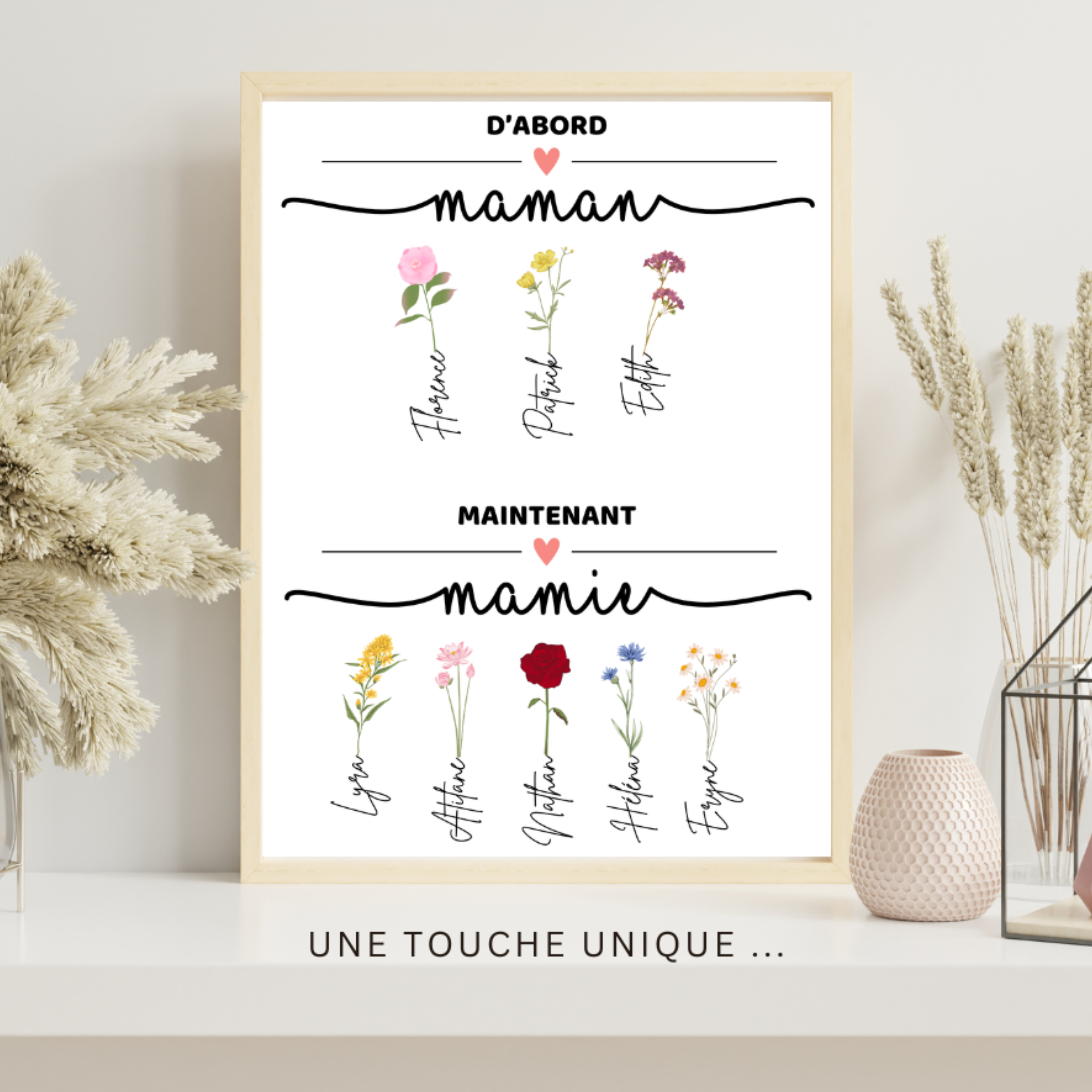 Cadre “D’abord Maman, puis Mamie” Personnalisé