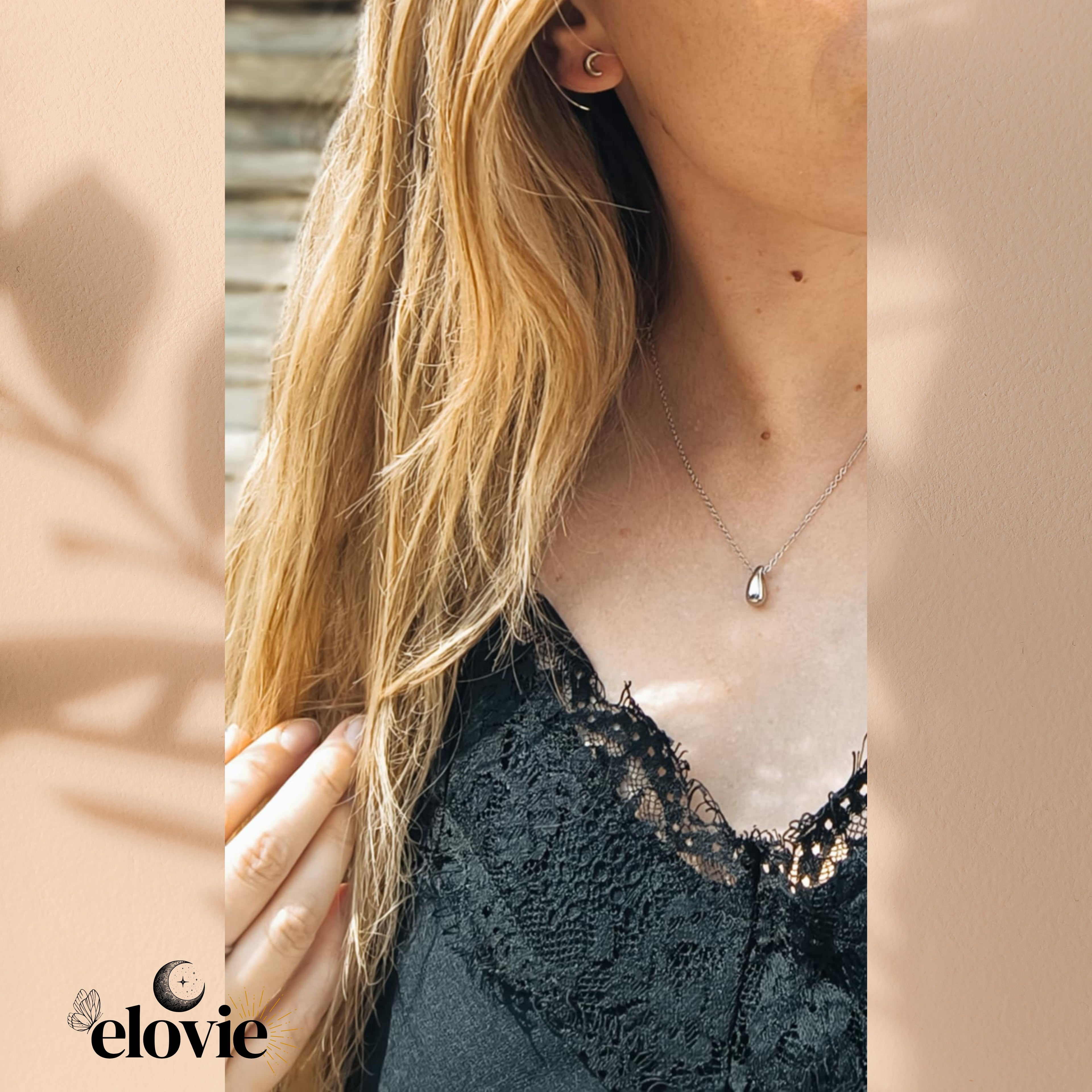 Collier avec pendentif goutte en acier inoxydable