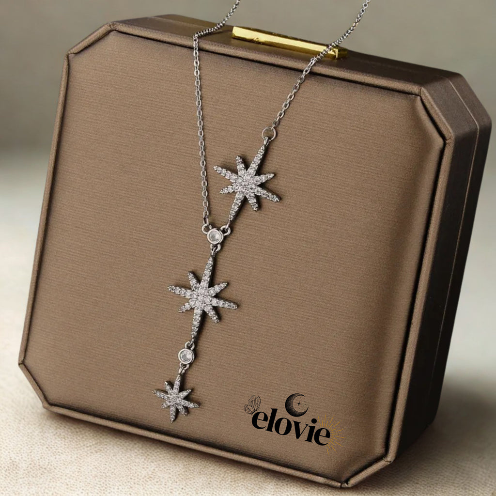 Collier argenté 3 étoiles en acier inoxydable