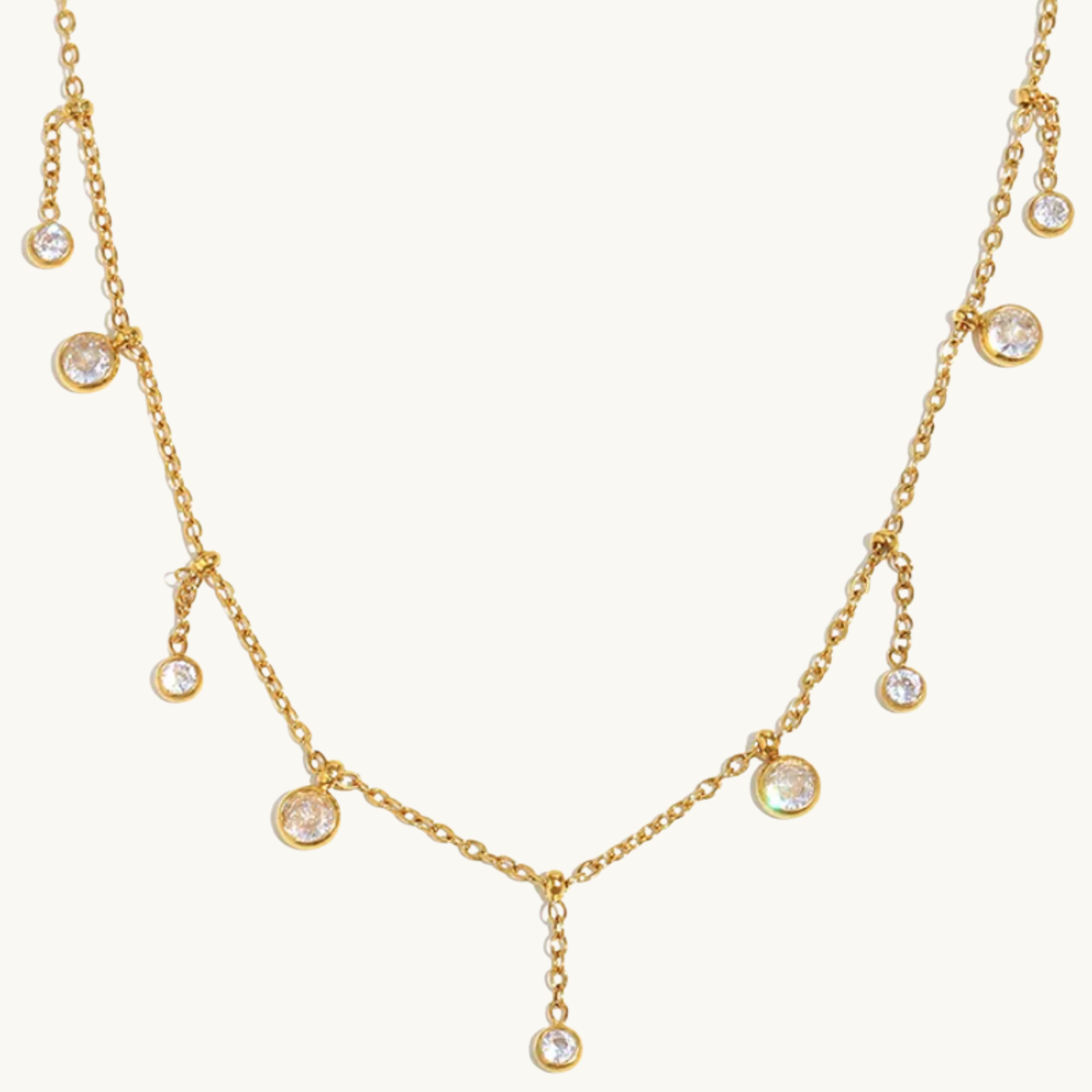 Collier raffiné avec strass – acier inoxydable