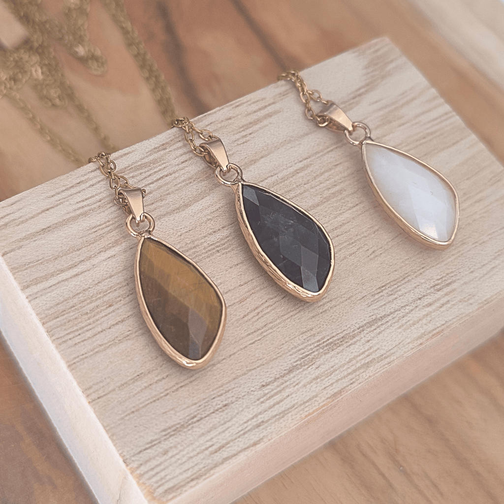 Collier Pierre Naturelle – Œil de Tigre, Améthyste ou Jade Blanc