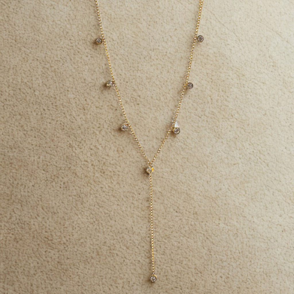 Collier en Y en Acier Inoxydable avec Strass