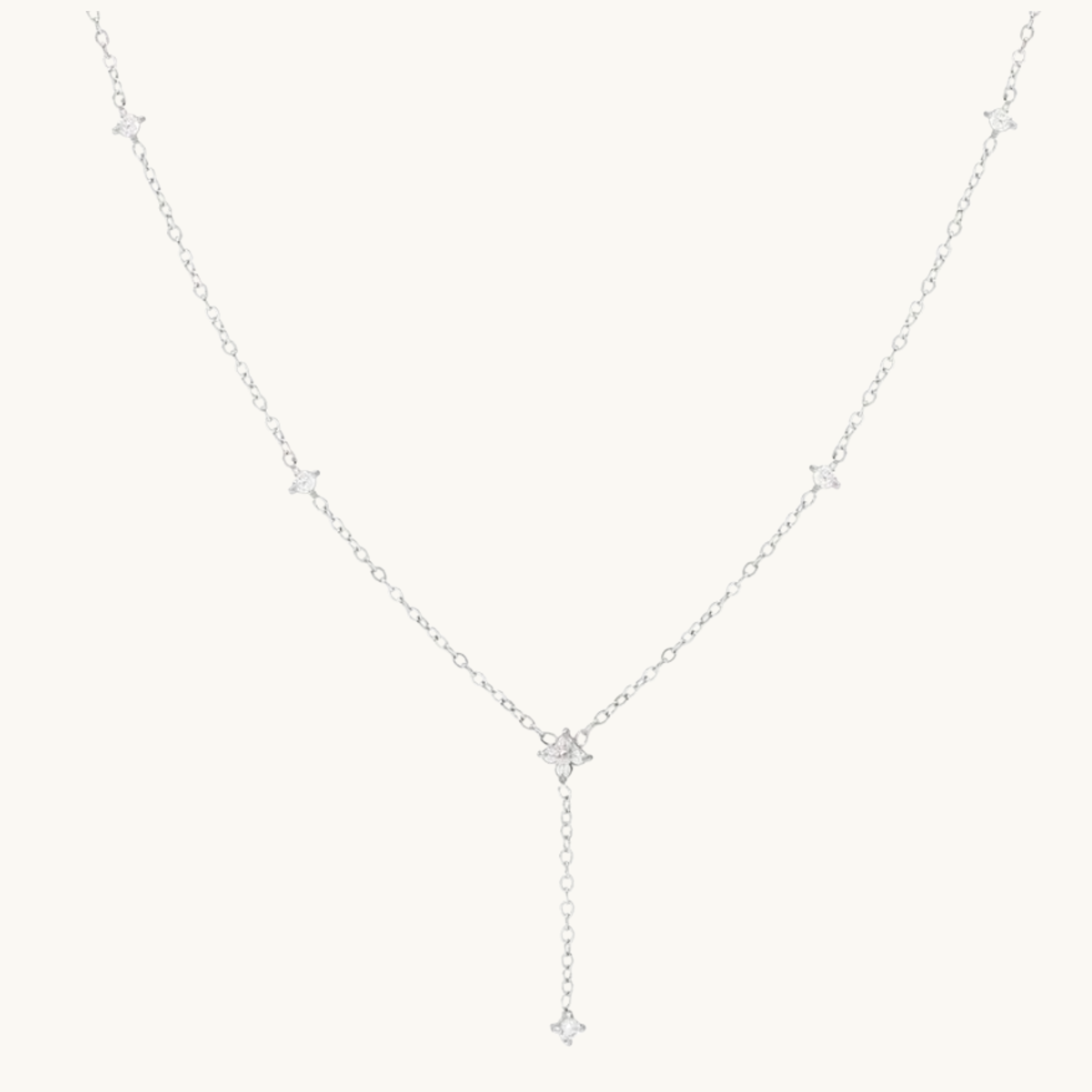 Collier en Y fin et élégant avec zircons