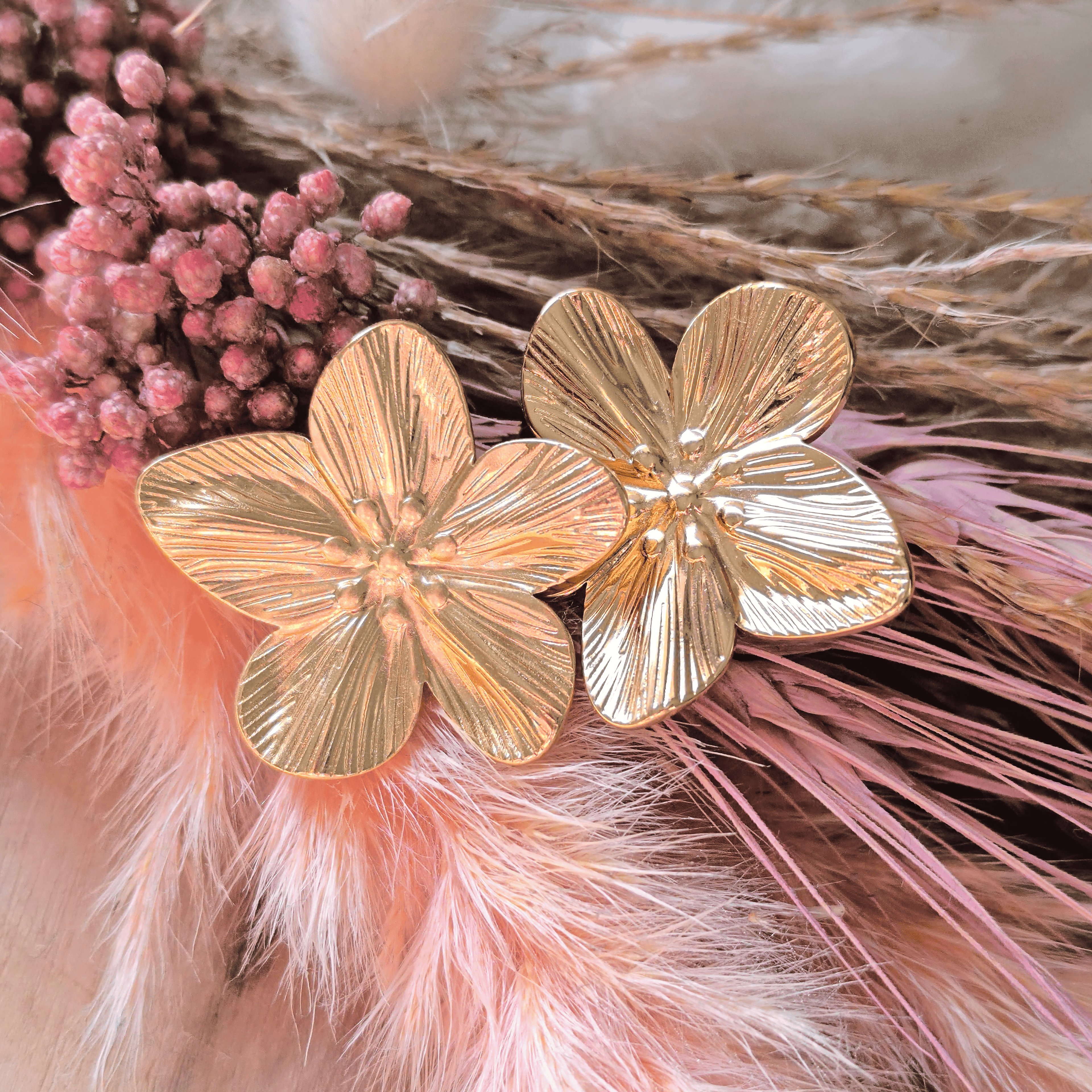 Boucles d’oreilles fleur – Doré & Argenté