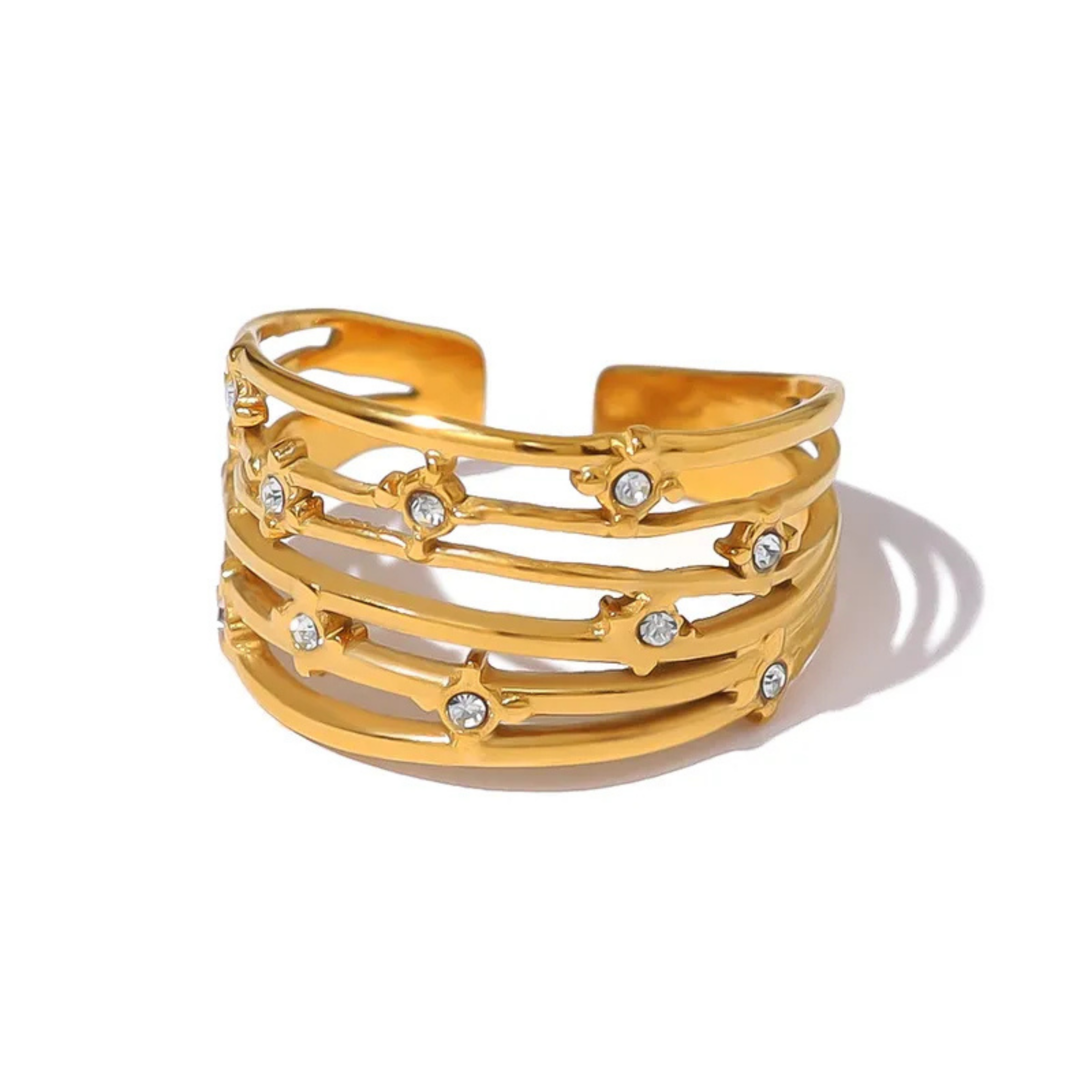 Bague Éclat Zircon – Acier Inoxydable Ajustable