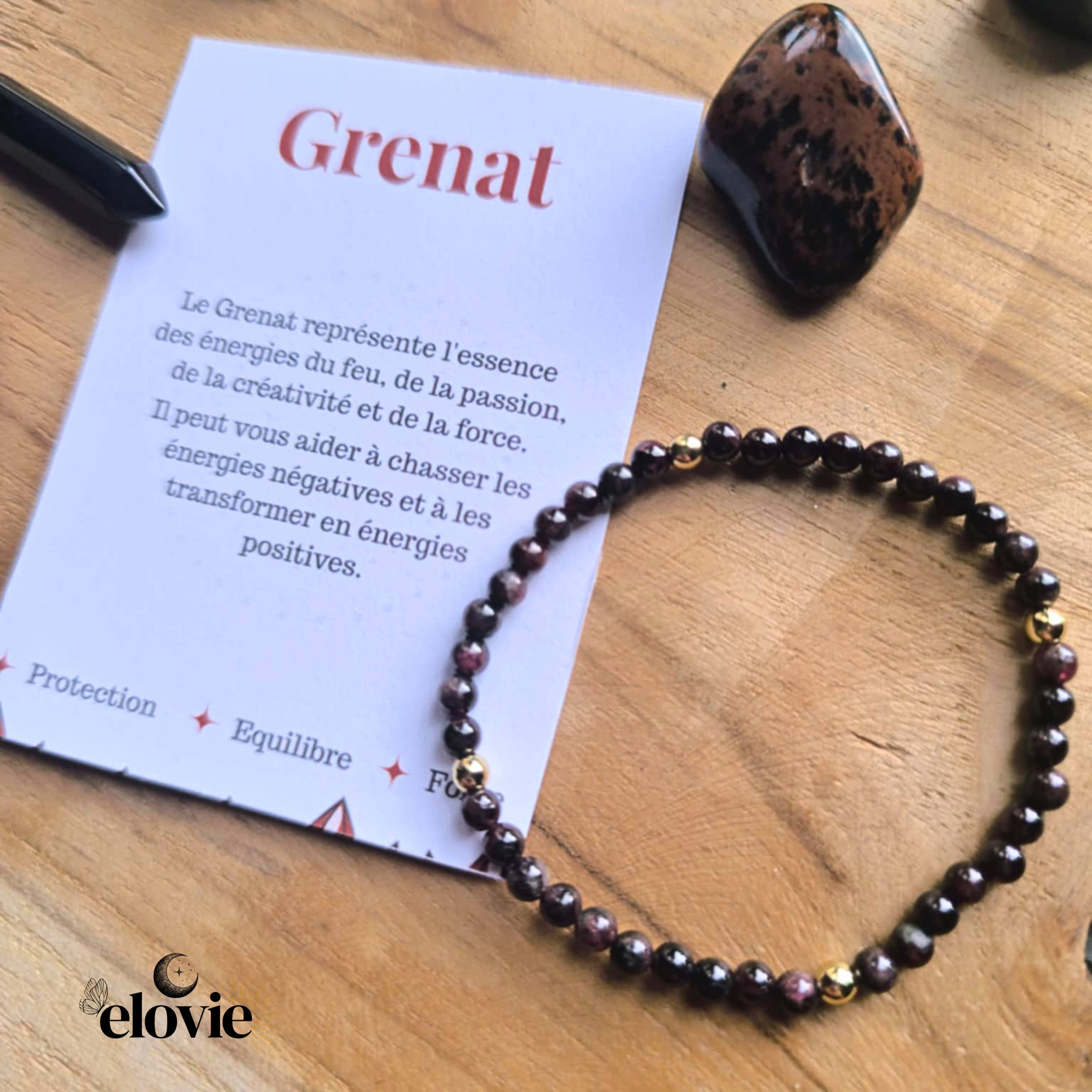 Bracelet Élastique en Perles de Grenat – 4 mm