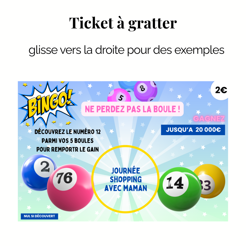 Ticket à gratter personnalisé – Message surprise